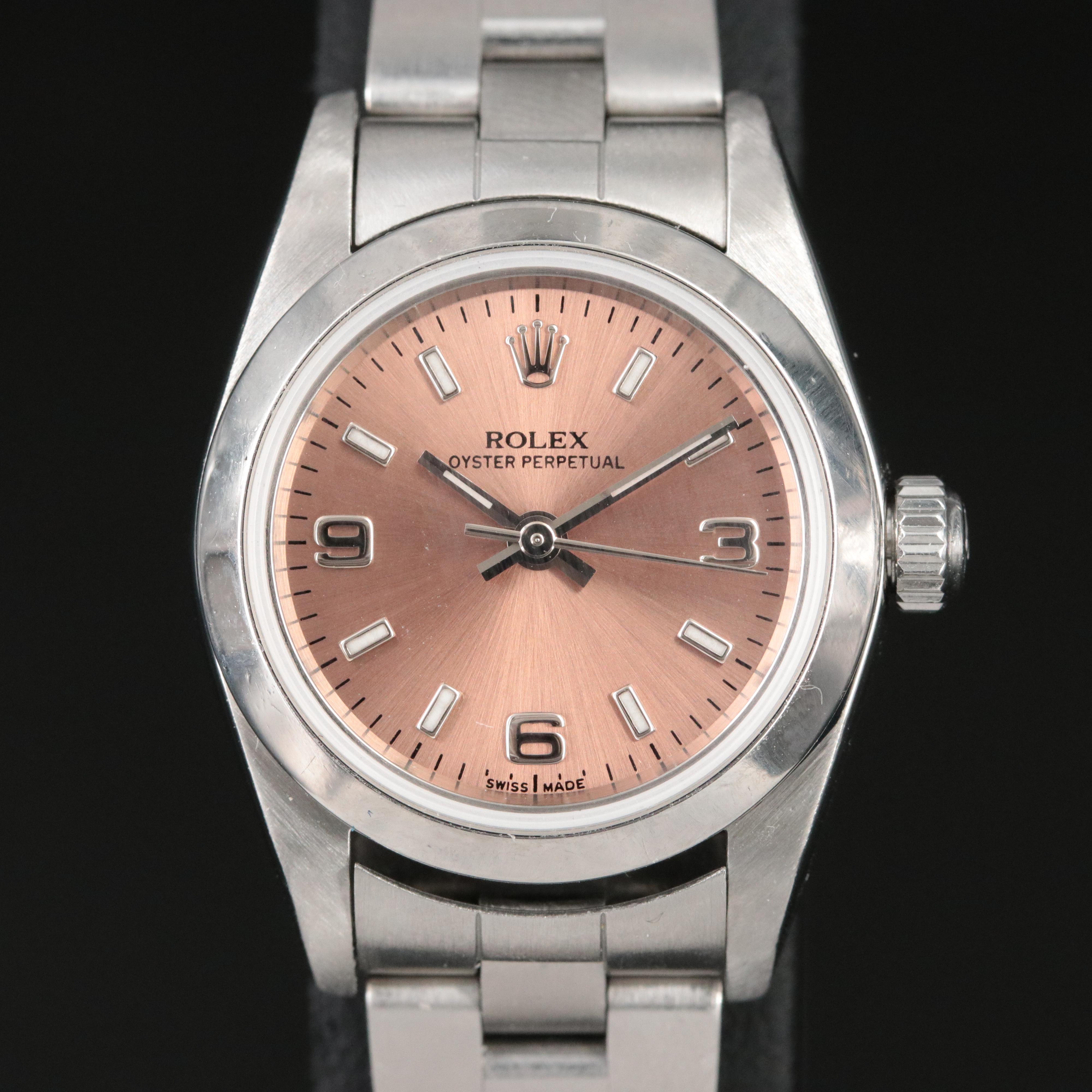 Rolex Oyster Perpetual Salmon Dial Steel Automatic Watch