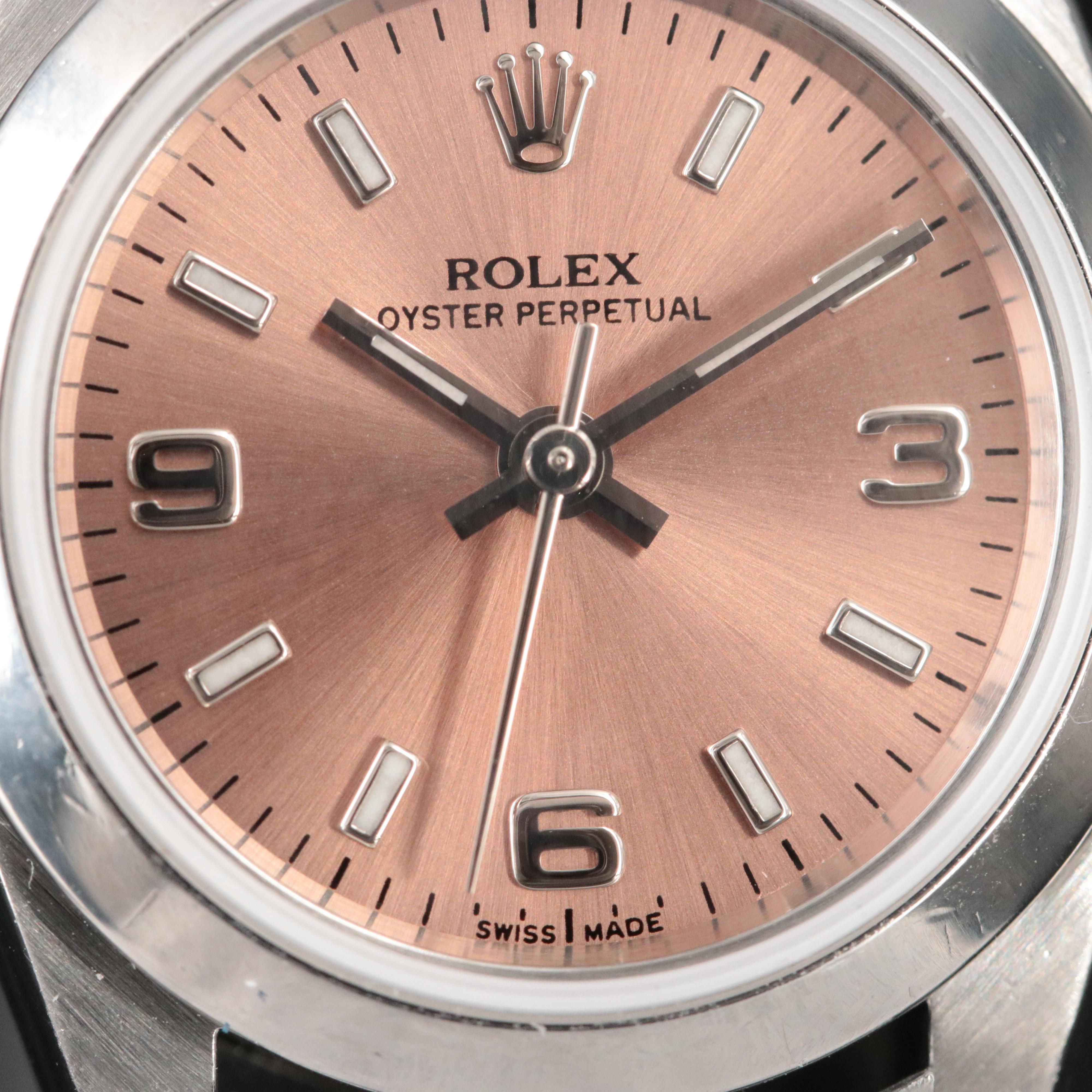Rolex Oyster Perpetual Salmon Dial Steel Automatic Watch
