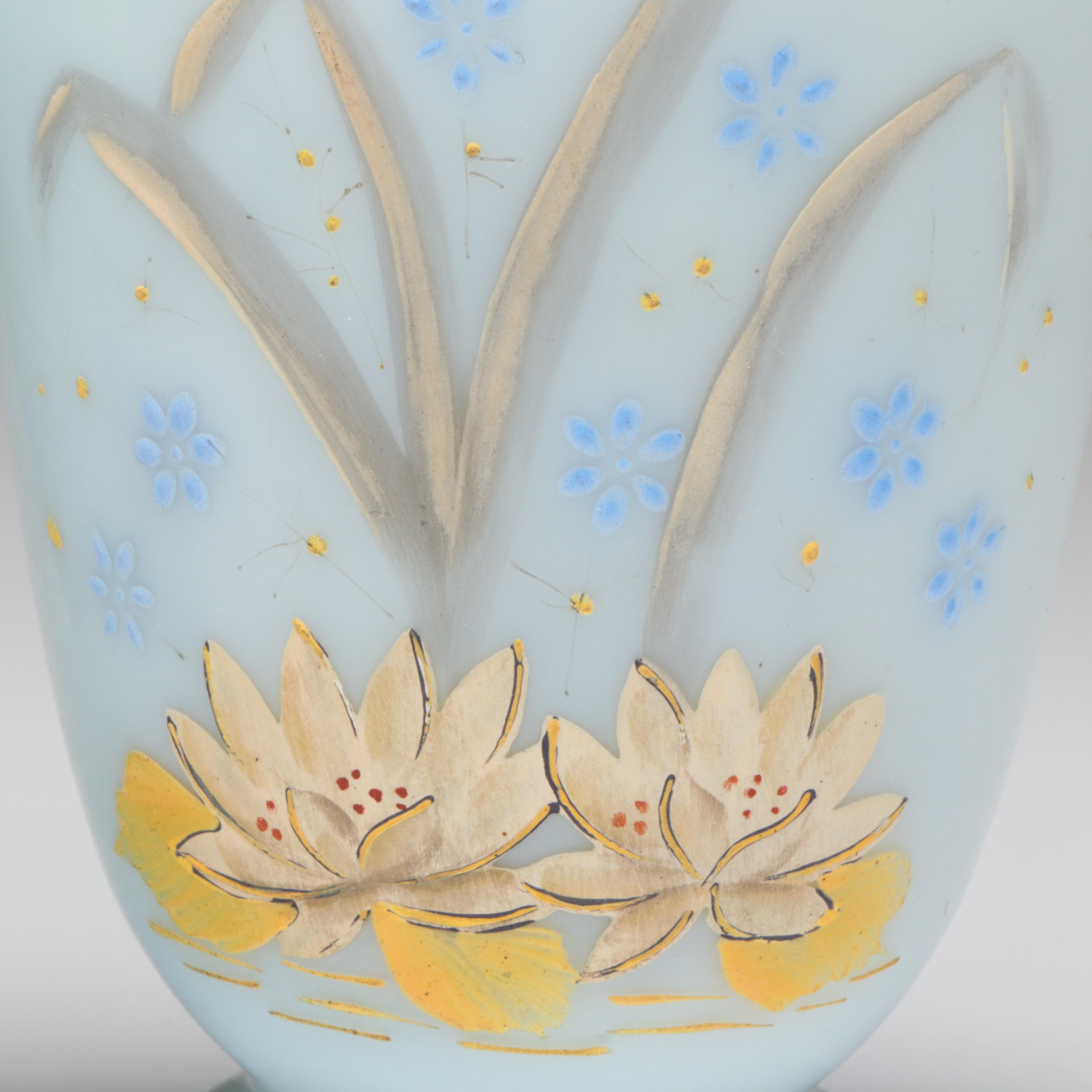 Pair of Victorian English Satin Glass Ewers, Late 19th/Early 20th Century