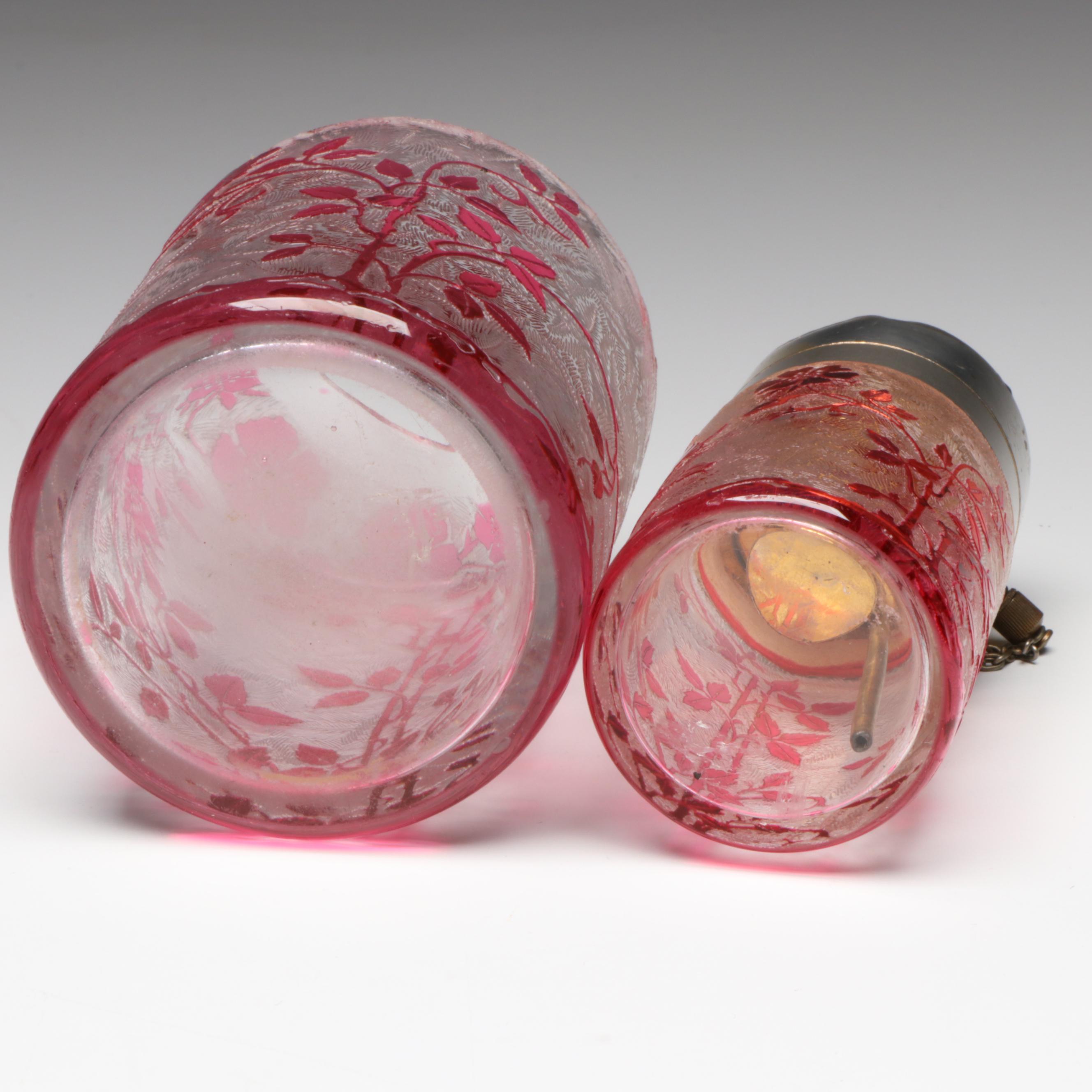 Baccarat "Eglantier" Crystal Perfume Atomizer and Bottle, Early 20th Century