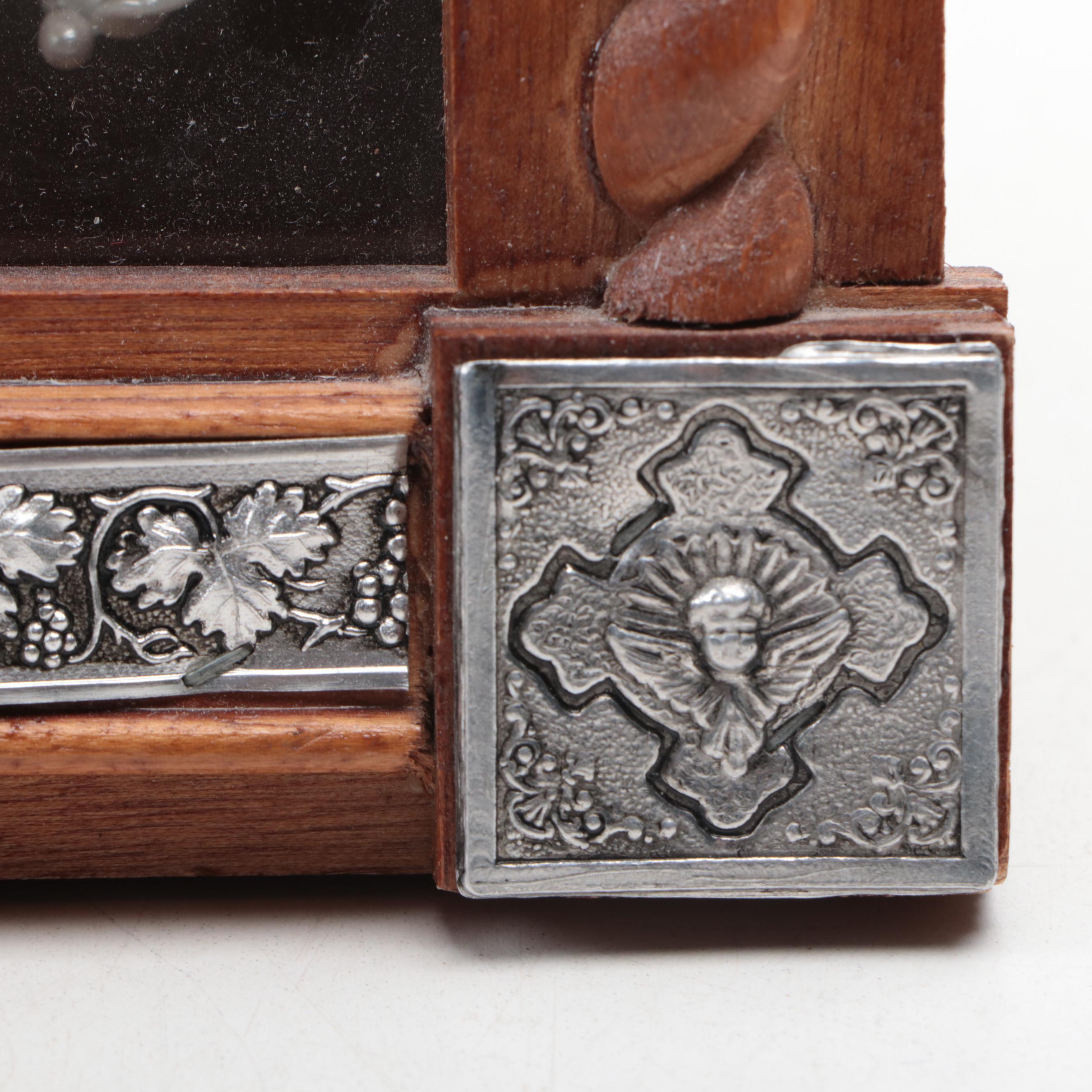 Greek Orthodox Wedding Crown Case with Carved MOP Floral Crowns