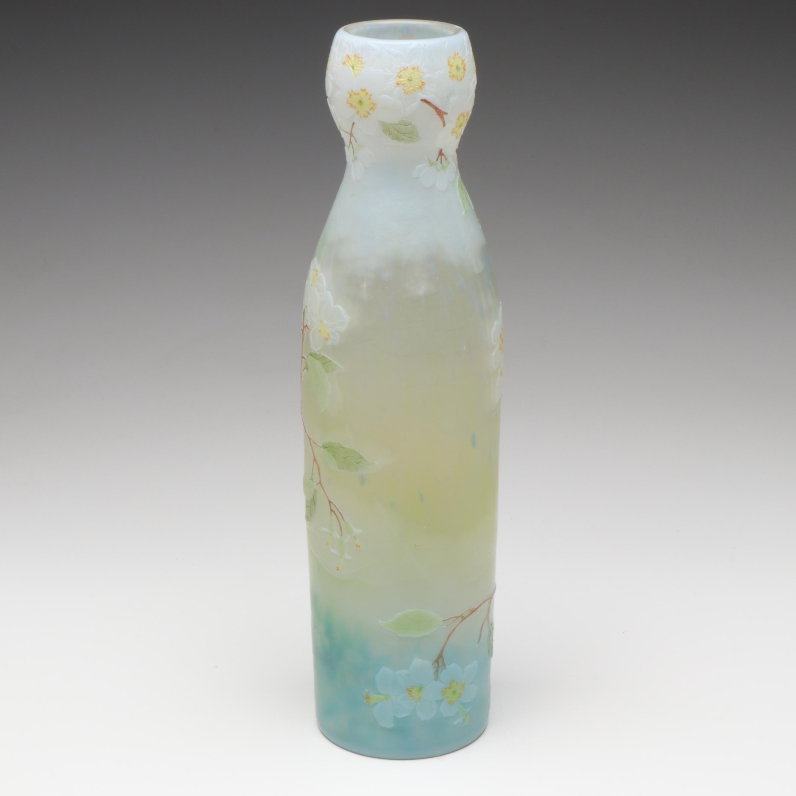 Legras Art Nouveau "Apple Blossom" Cameo Glass Vase,Early 20th Century