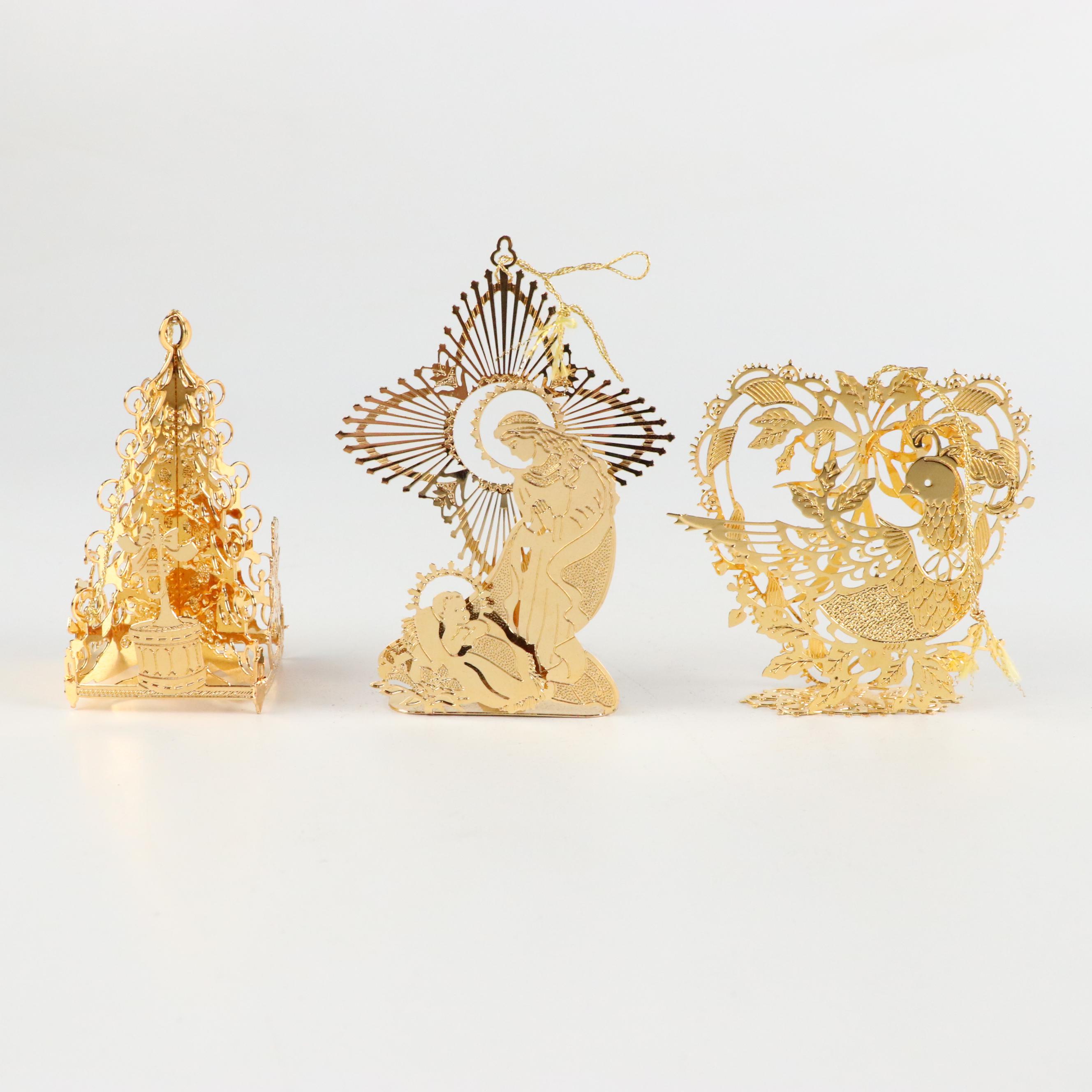 The Danbury Mint Gold Christmas Ornament Collection