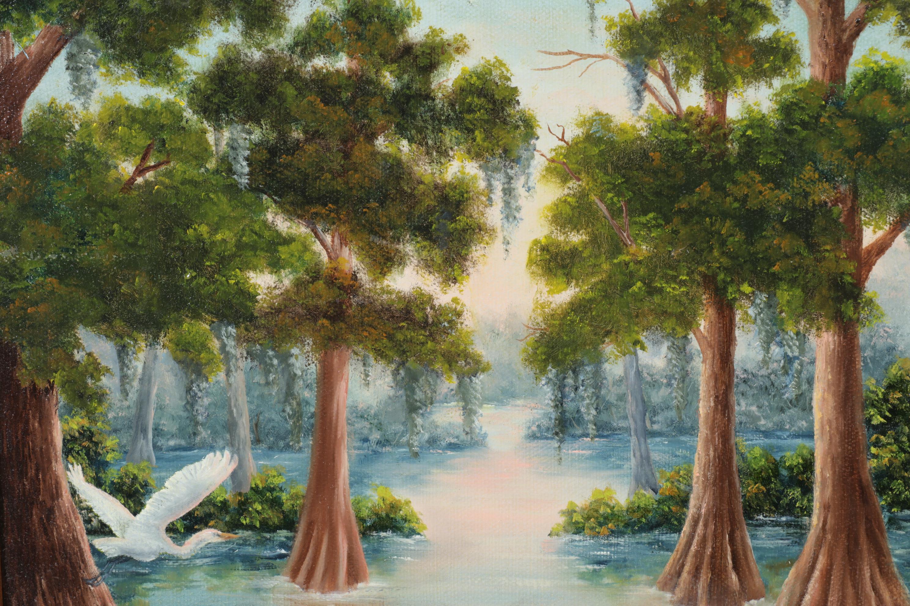 Landscape Oil Painting of Swamp Scene, 1995