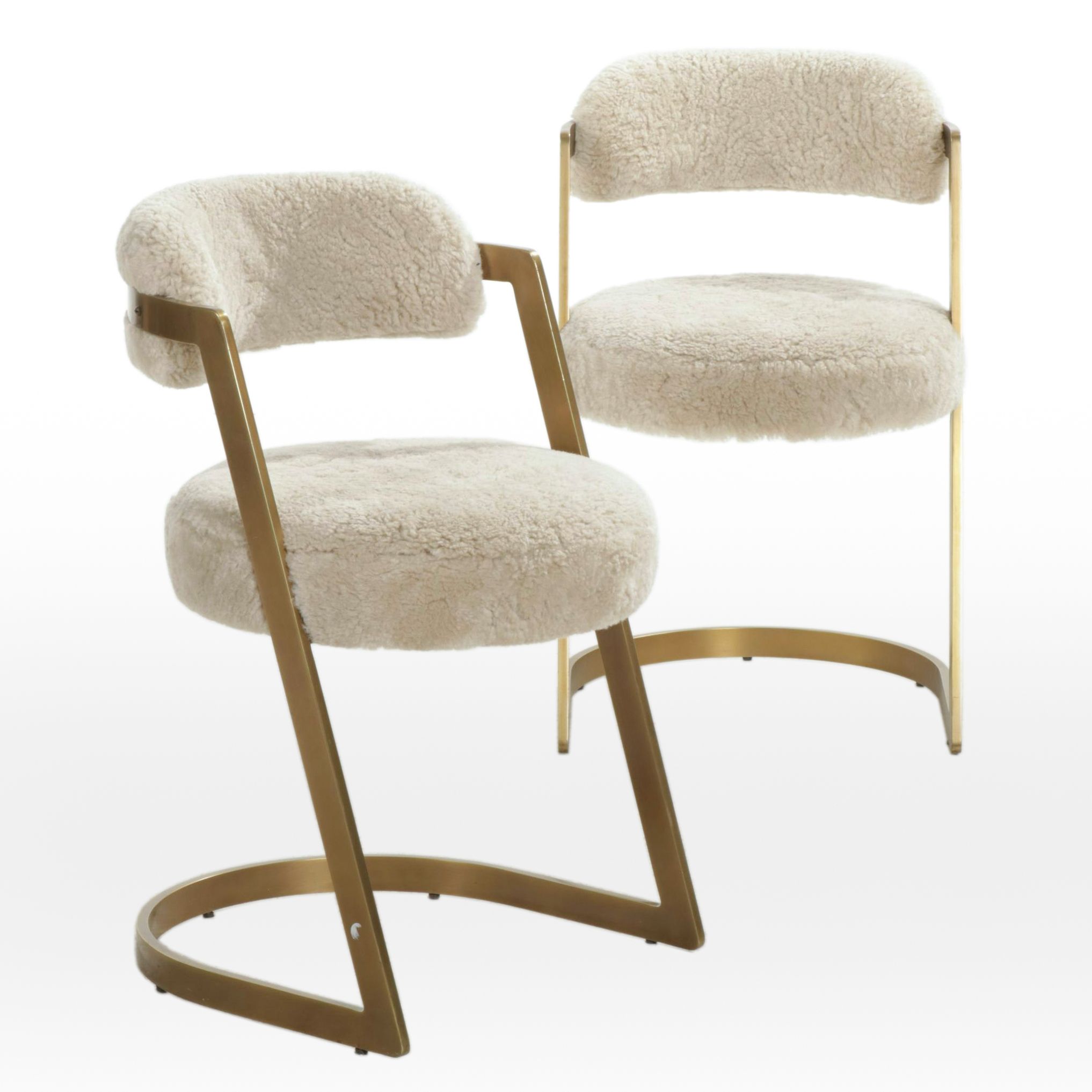 Contemporary Kelly Wearstler Studio Dining Chairs with Fur Upholstery, Pair