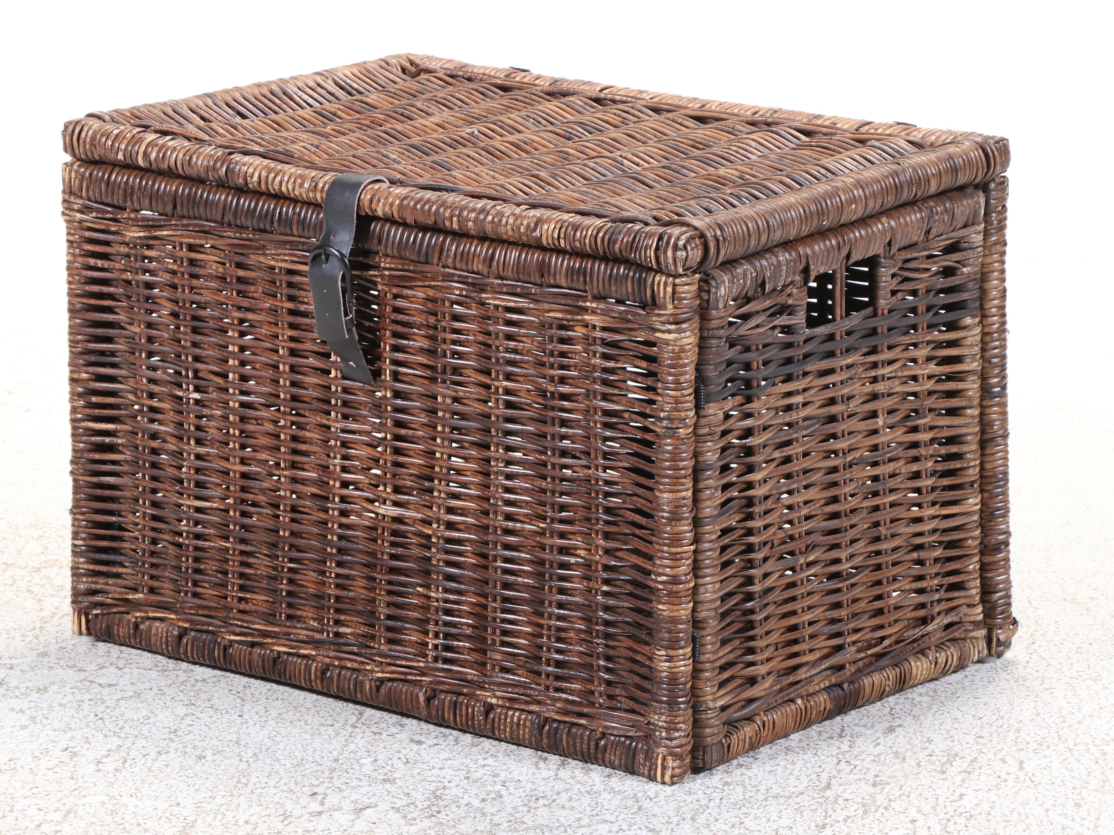 Pair of IKEA Lidded Wicker Baskets