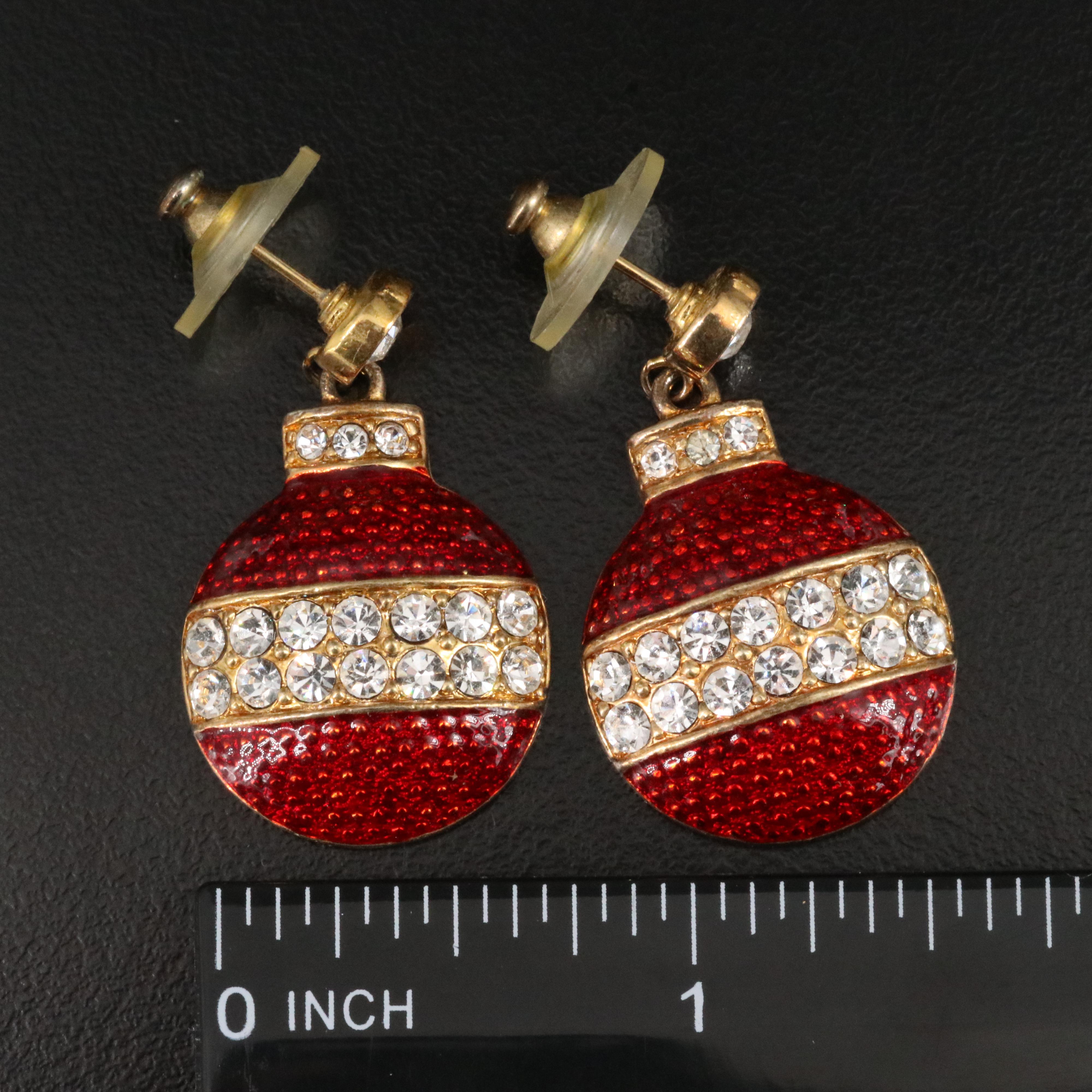 Eisenberg Ice Christmas Tree Brooches and Ornament Earrings