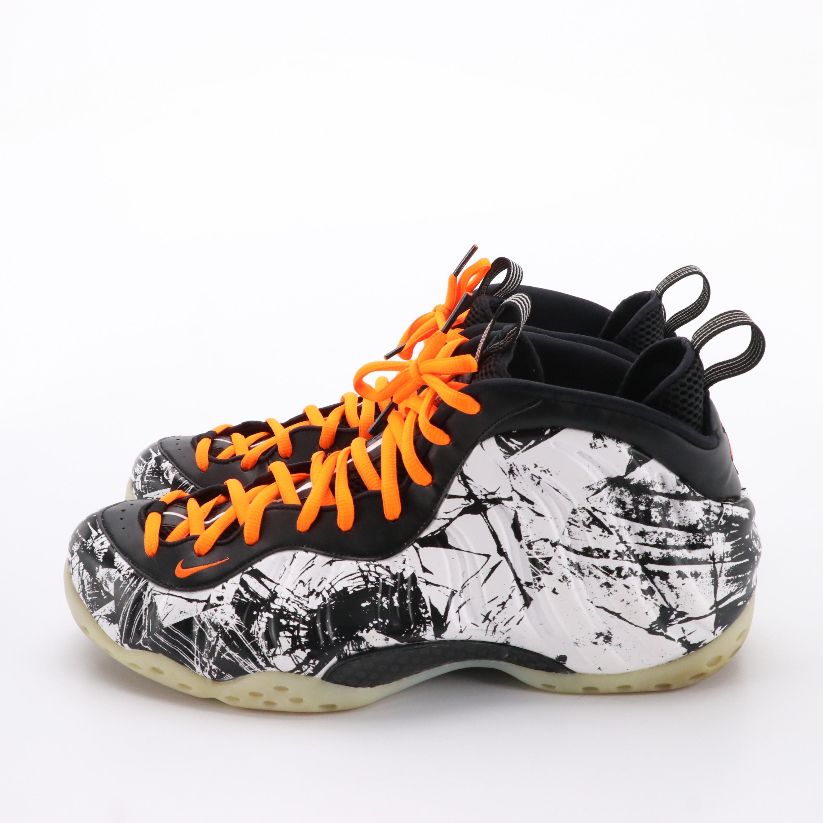 Nike Air Foamposite One "Black/White/Total Orange" High-Top Sneakers with Box