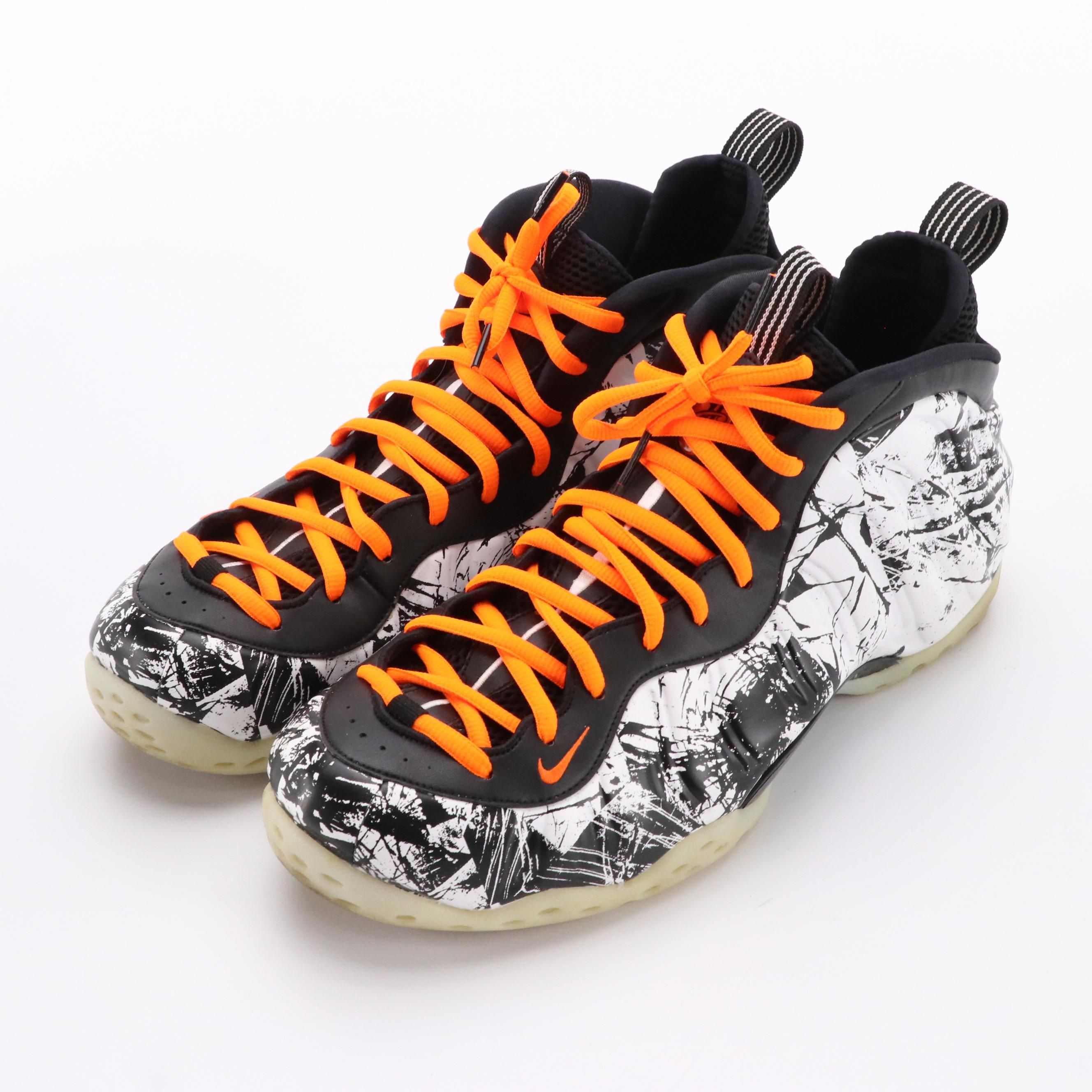 Nike Air Foamposite One "Black/White/Total Orange" High-Top Sneakers with Box