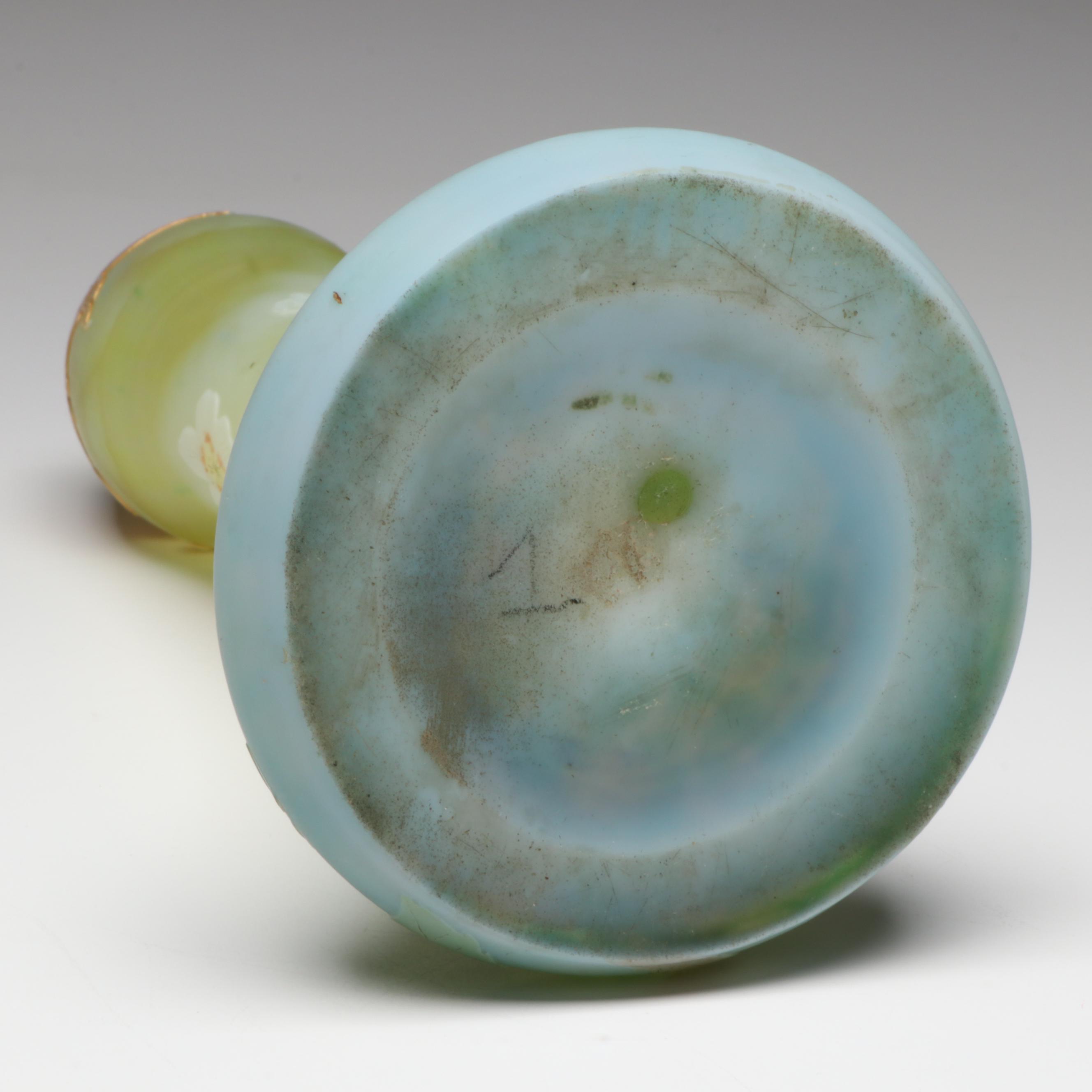 Legras French Art Nouveau Style Gilt Rimmed Apple Blossom Cameo Glass Vase