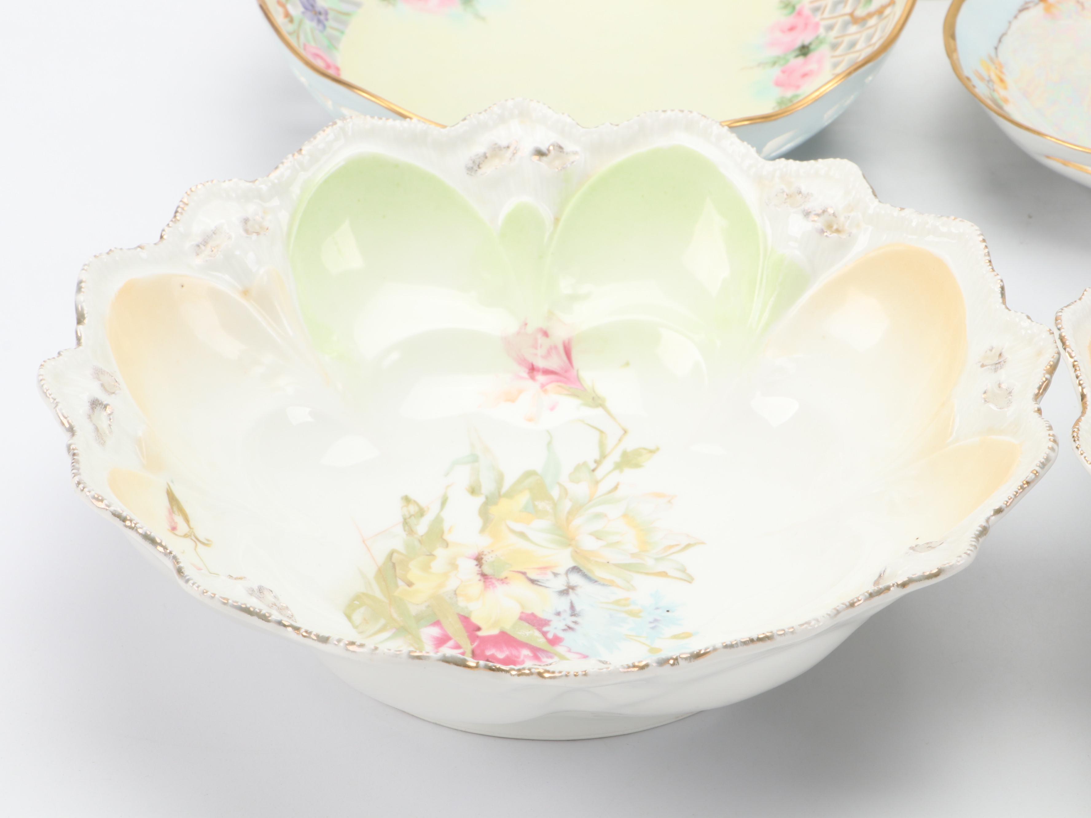 Dudson English Stoneware Jug with Sprig Decoration and Other Porcelain Tableware