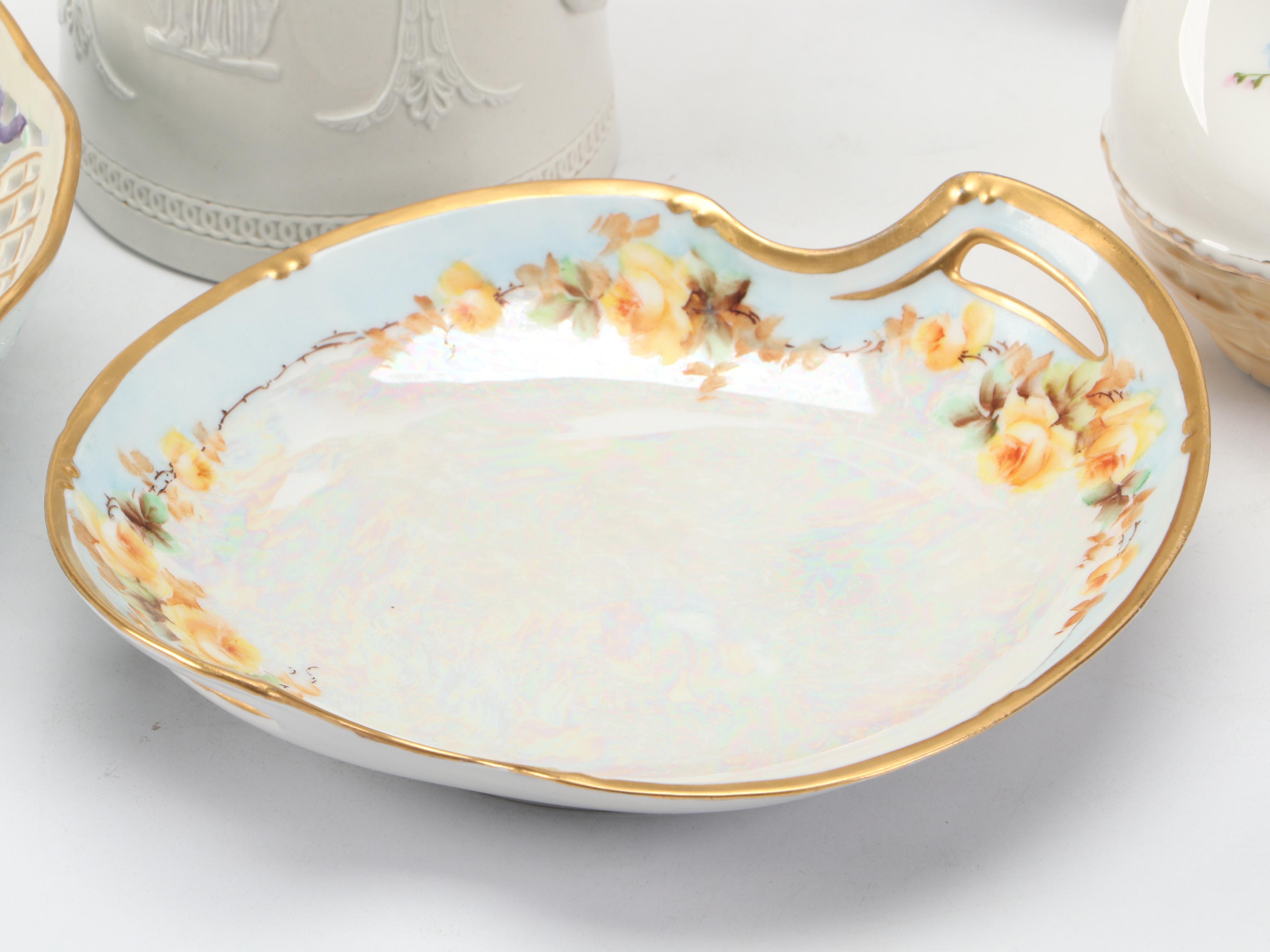 Dudson English Stoneware Jug with Sprig Decoration and Other Porcelain Tableware