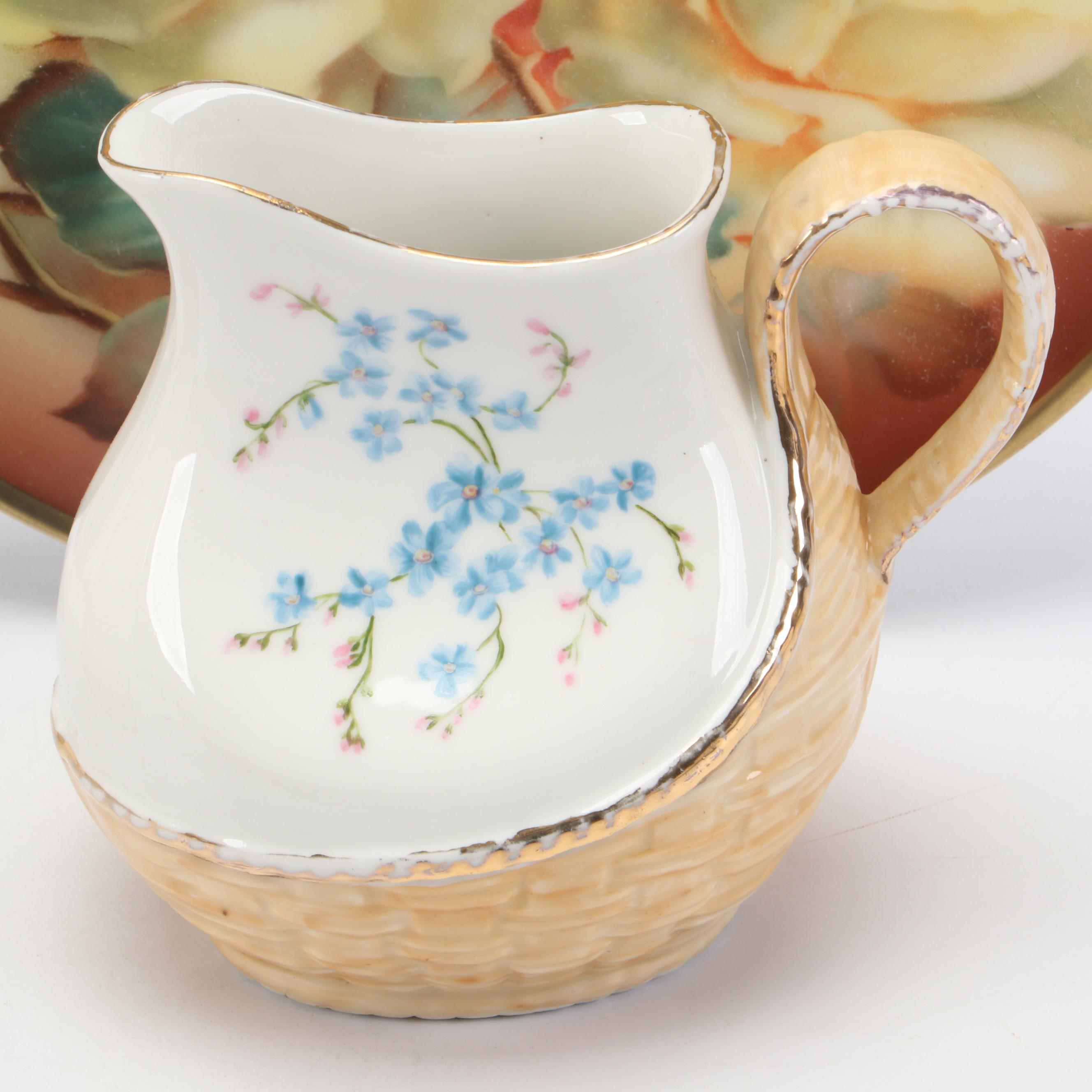 Dudson English Stoneware Jug with Sprig Decoration and Other Porcelain Tableware