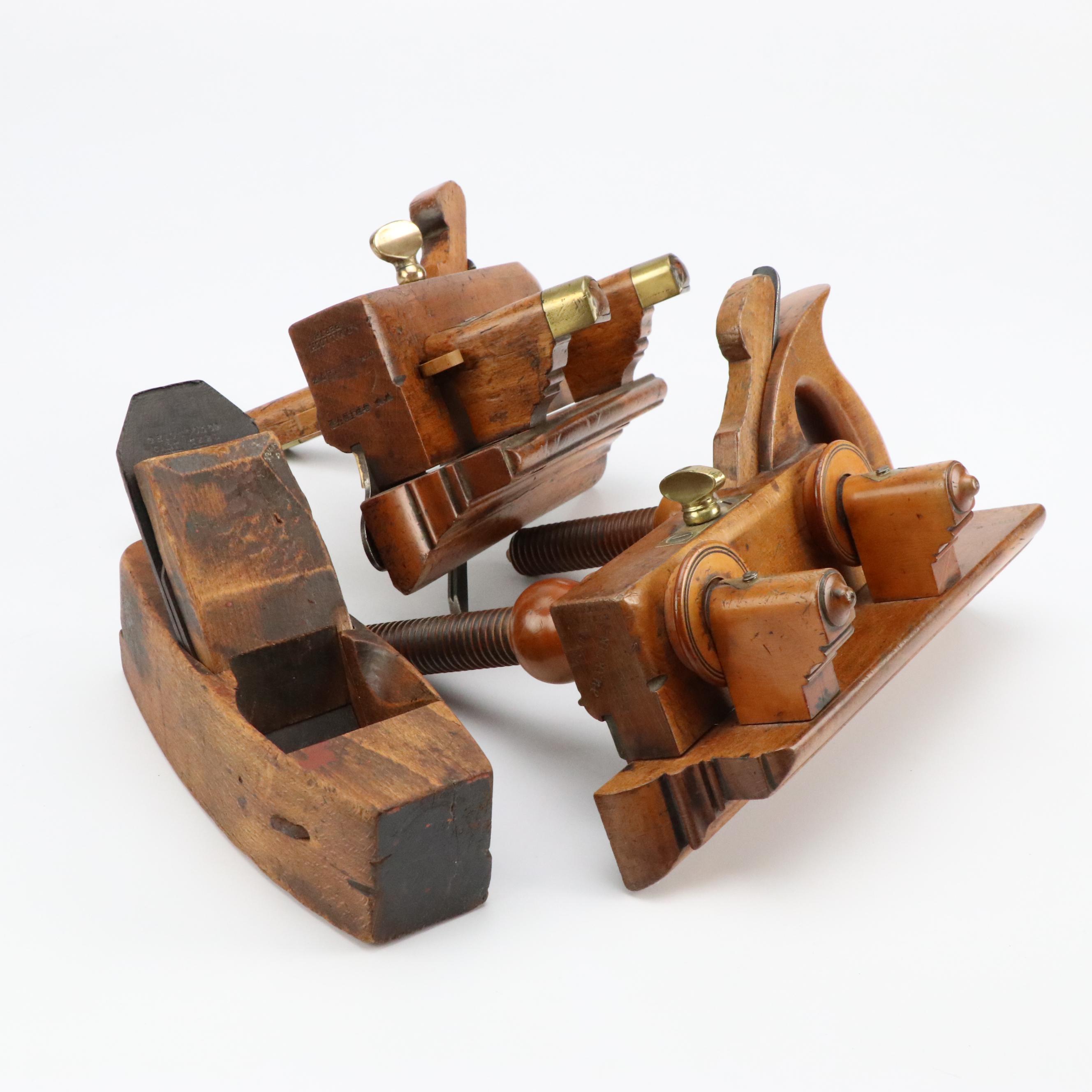 Antique Screw Plow Molding Plane, Boxwood Plow Plane, More Carpentry Tools