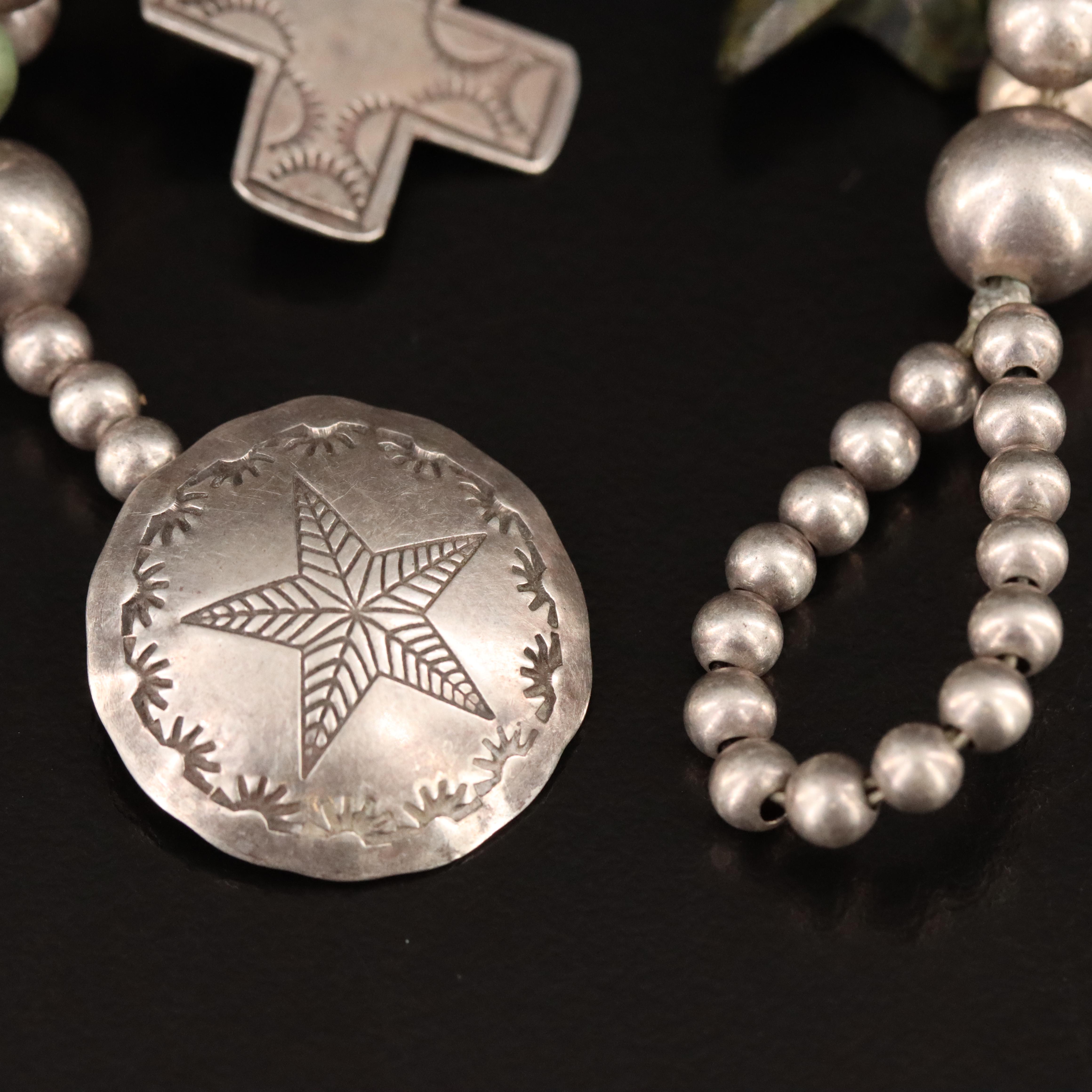 Sterling Fetish Bracelet Including Turquoise, Serpentine and Faux Black Onyx