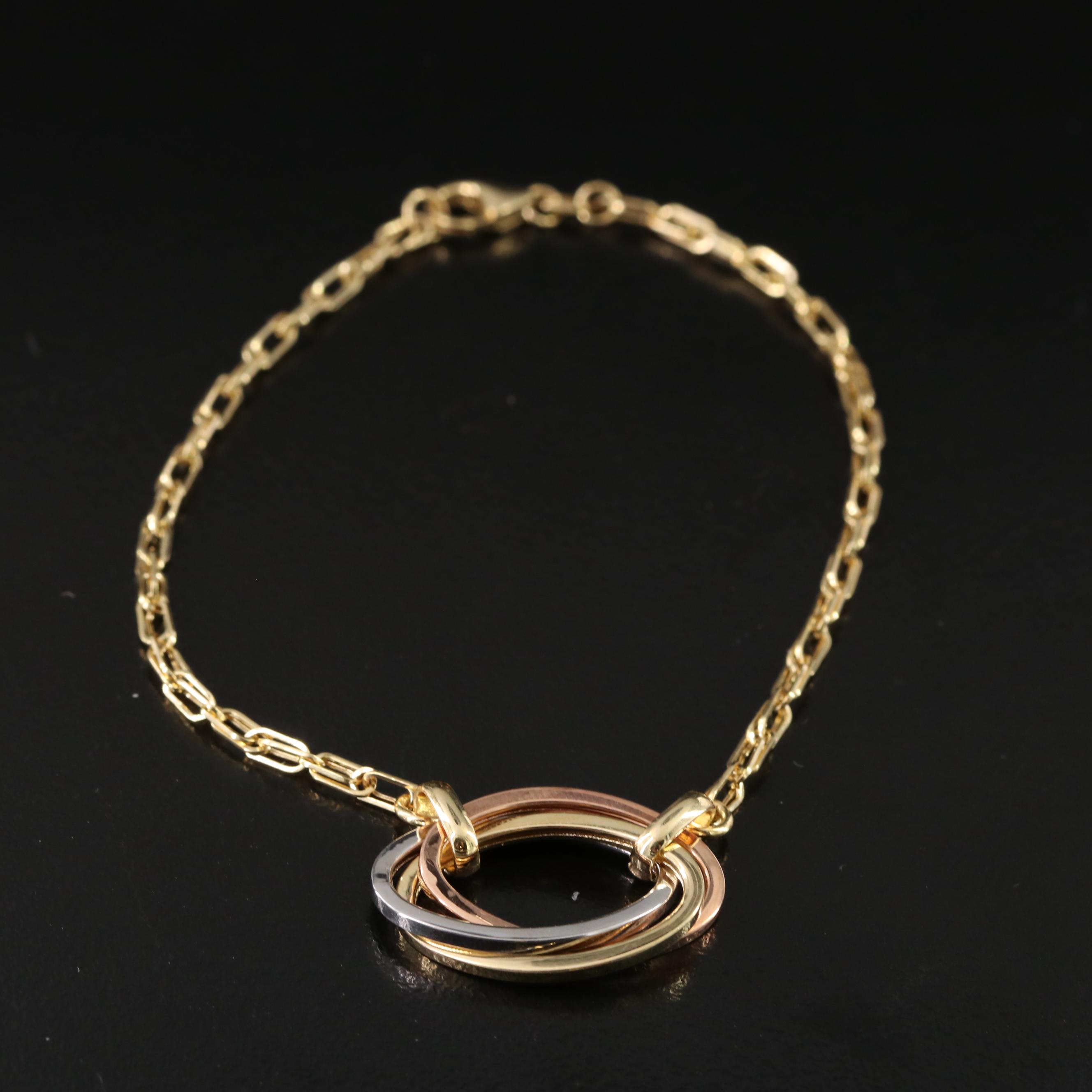 14K Tri-Color Knot Bracelet