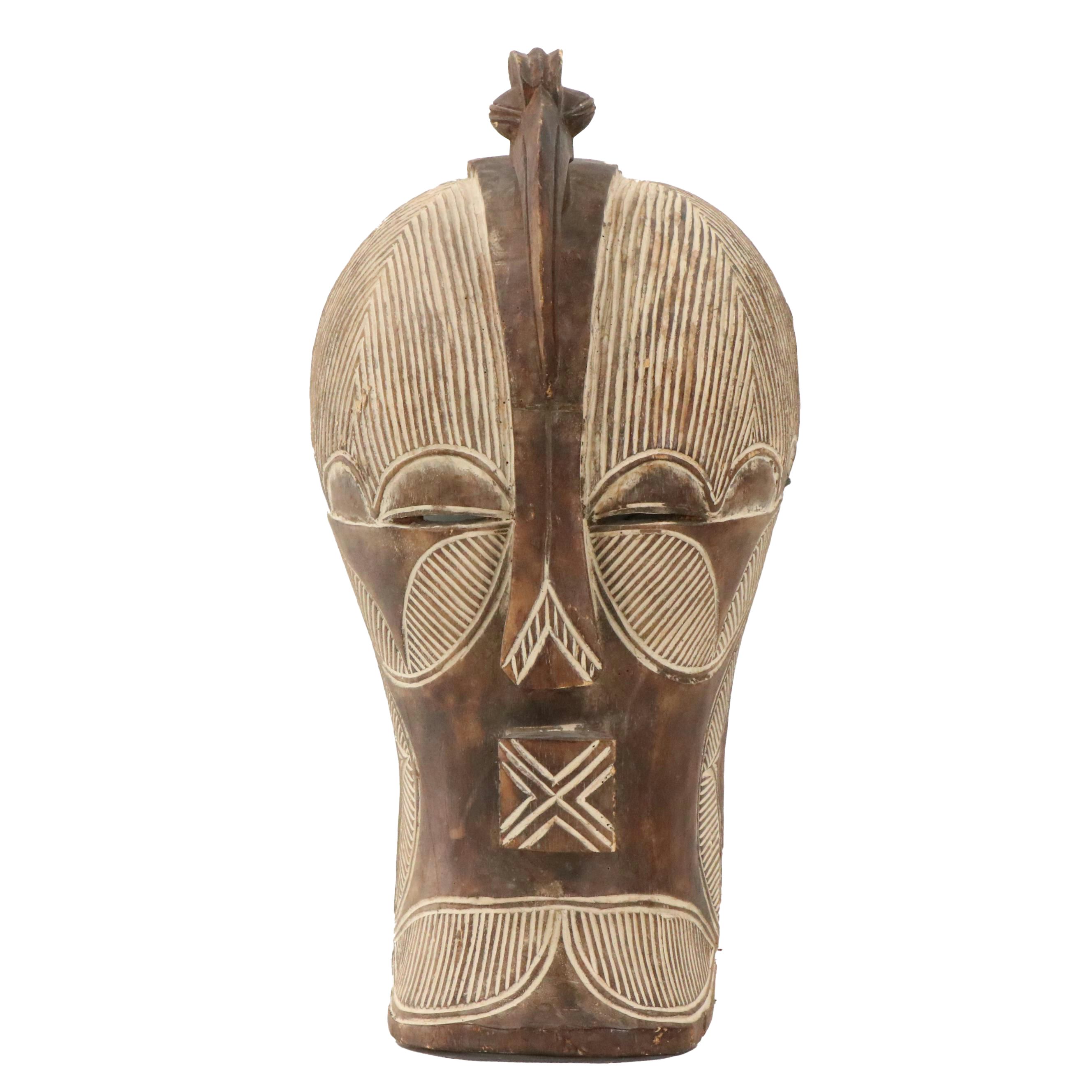 West African Congo Songye Hand-Carved Wood Kifwebe Mask