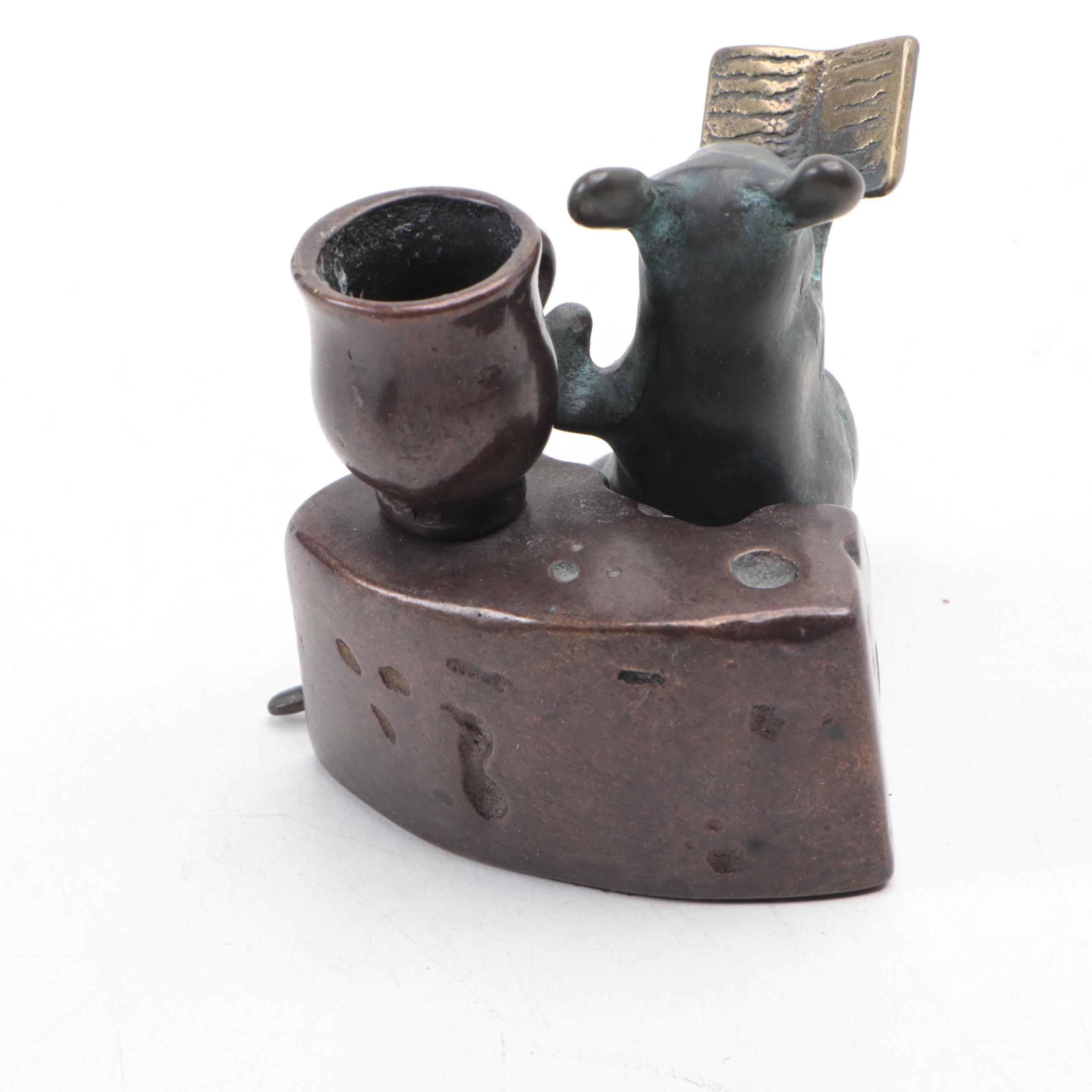 San Pacific International Paddling Mouse and Reading Mouse Candle Holders