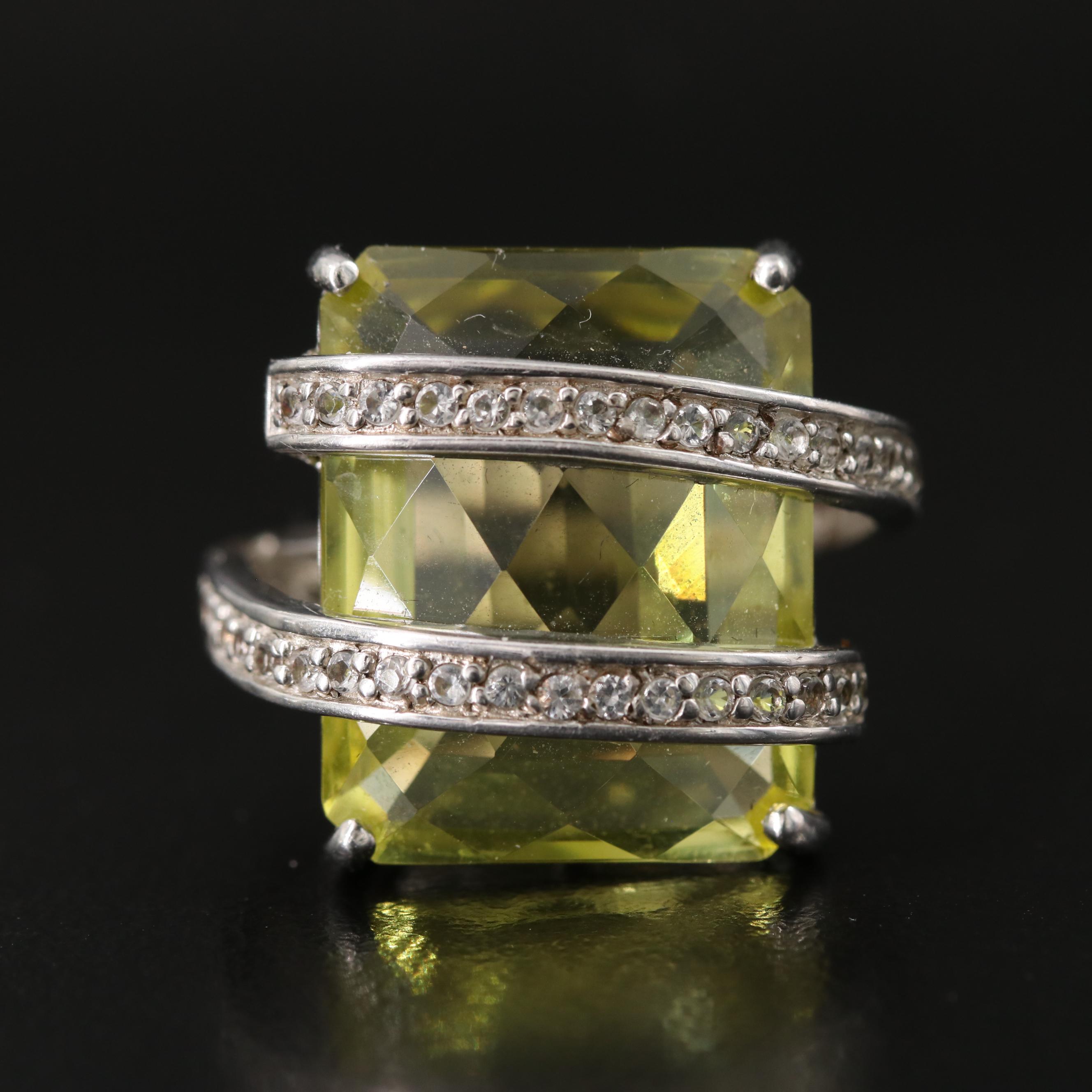 Sterling Citrine and White Topaz Ring