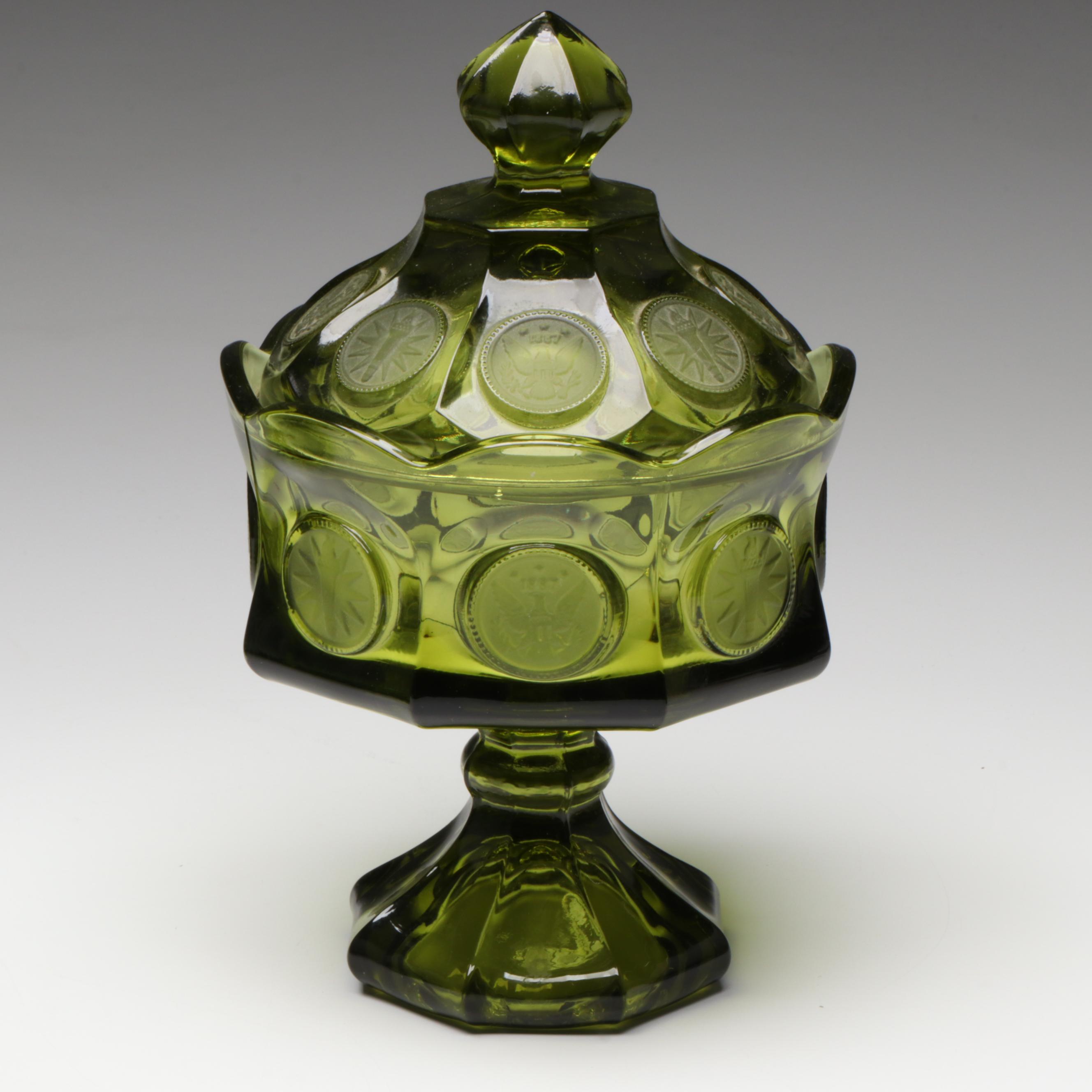 Fostoria "Coin Glass Olive Green" Glass Wedding and Other Bowls