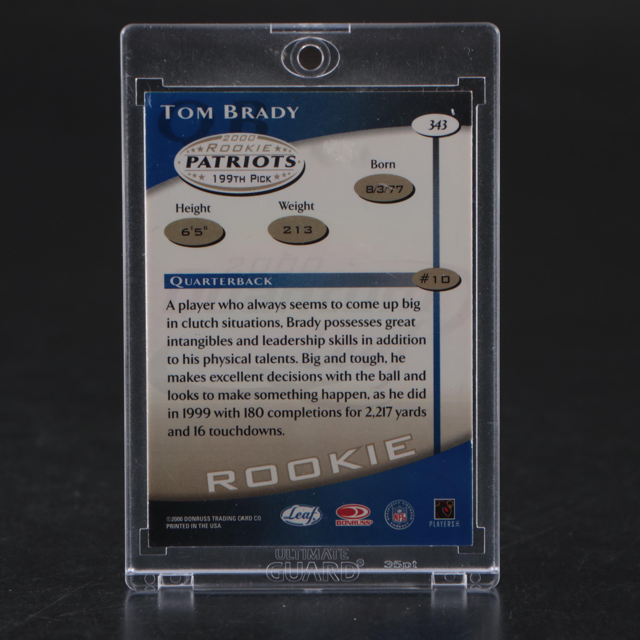 2000 Quantum Leaf Tom Brady Rookie Football Card