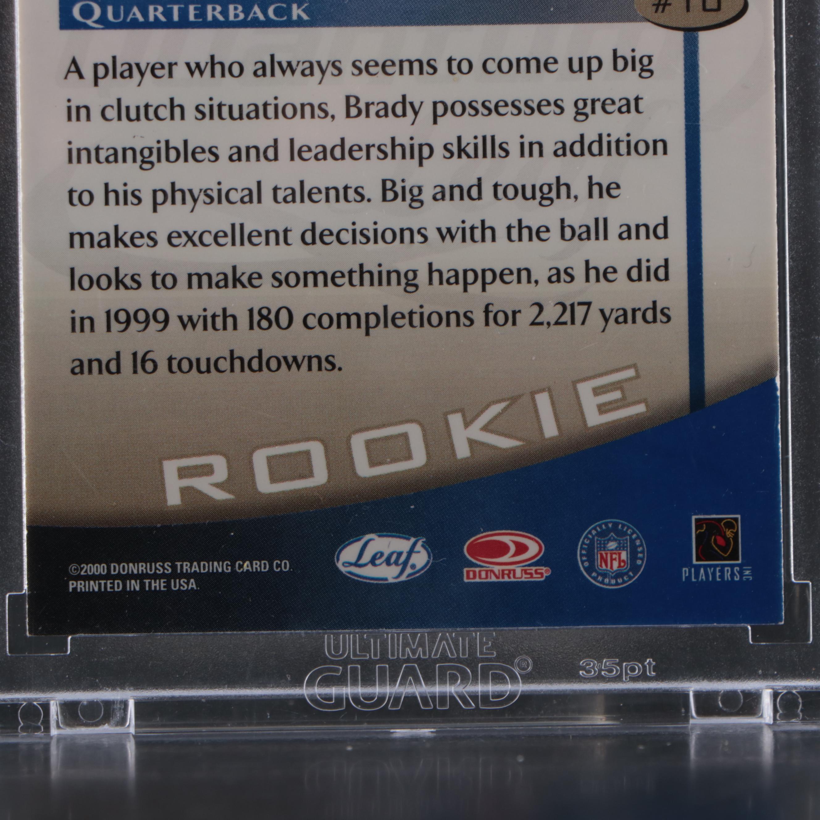 2000 Quantum Leaf Tom Brady Rookie Football Card