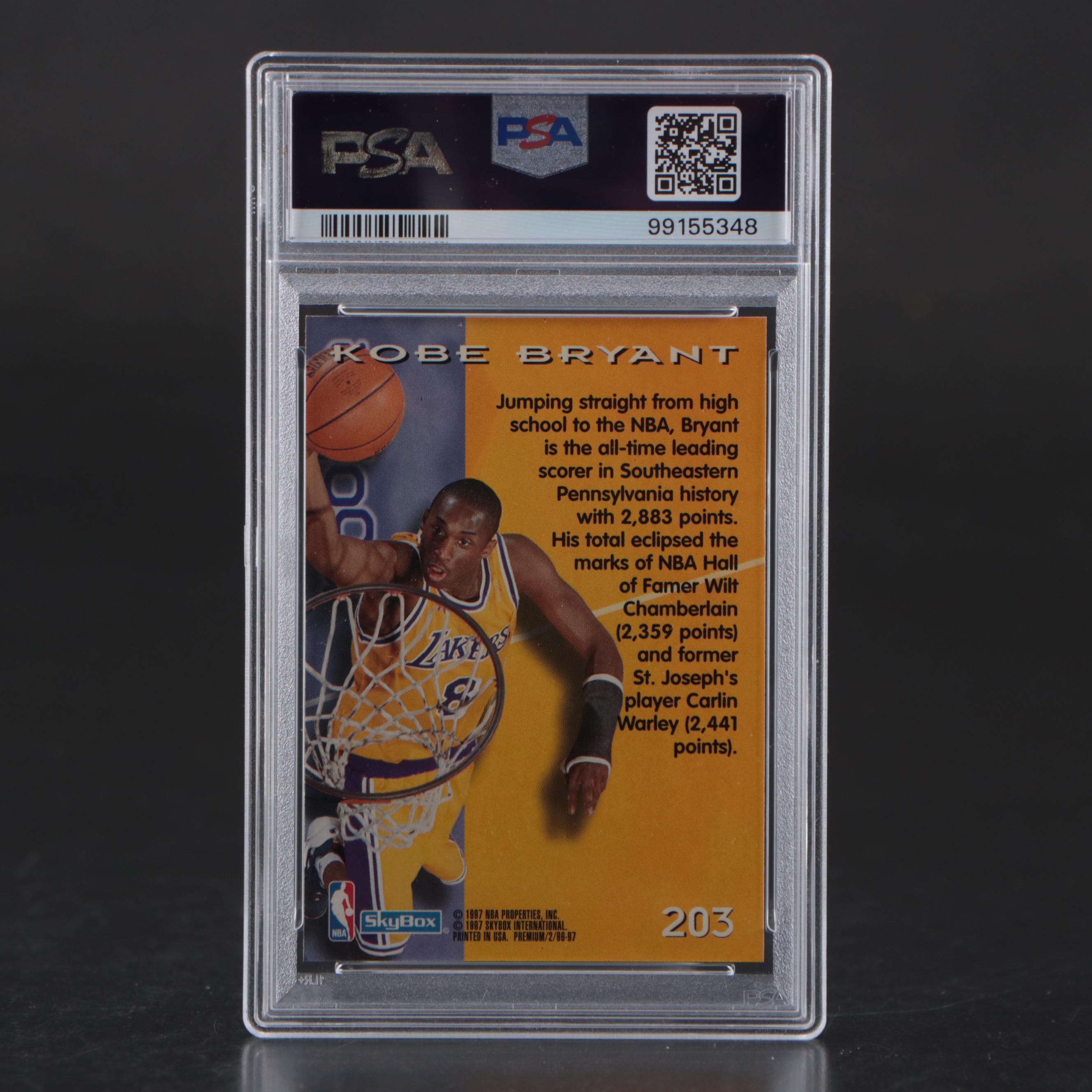 1996 Skybox Premium Kobe Bryant Rookie Card #203 Graded PSA 9