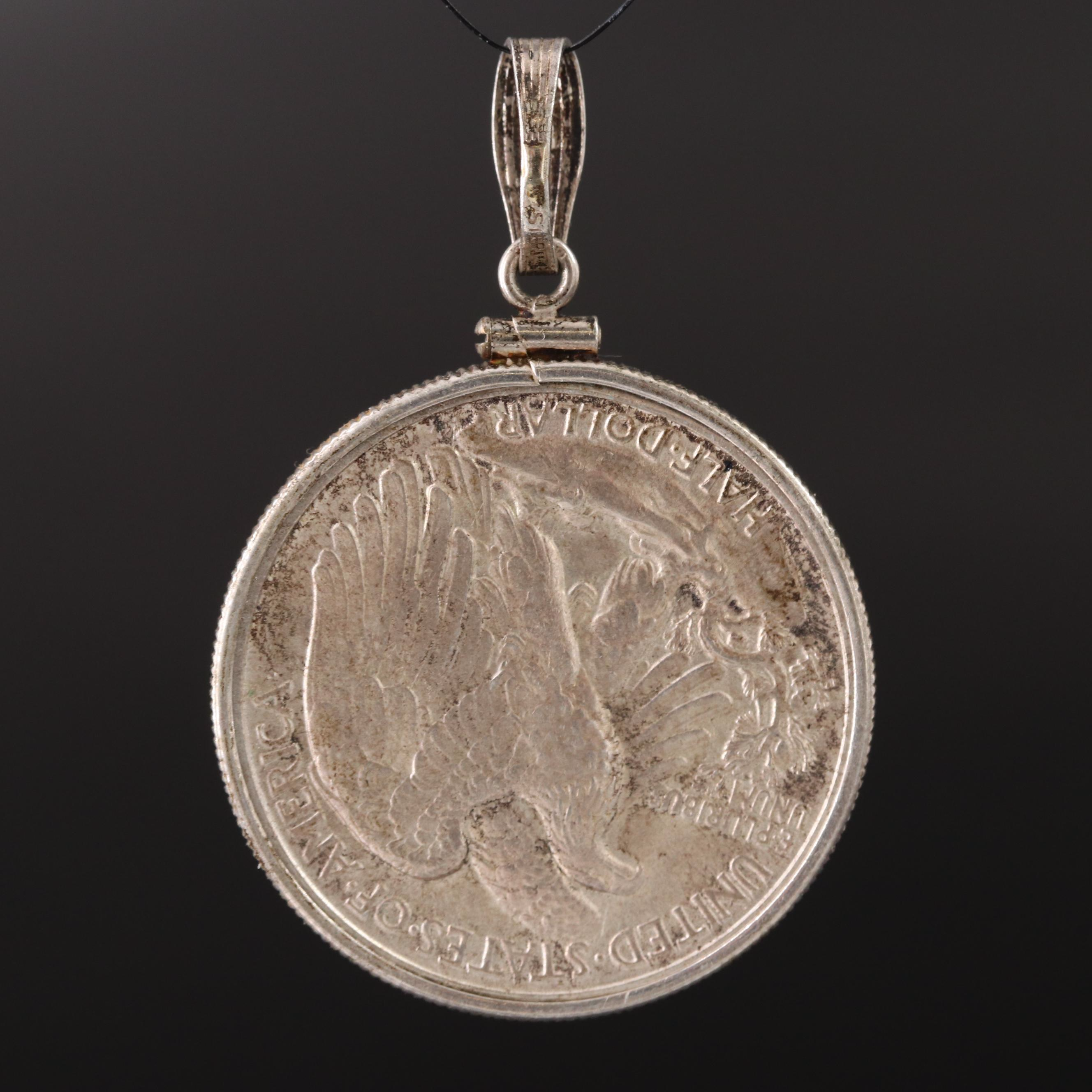 Sterling Pendant with 1941 Walking Liberty Silver Half Dollar Coin