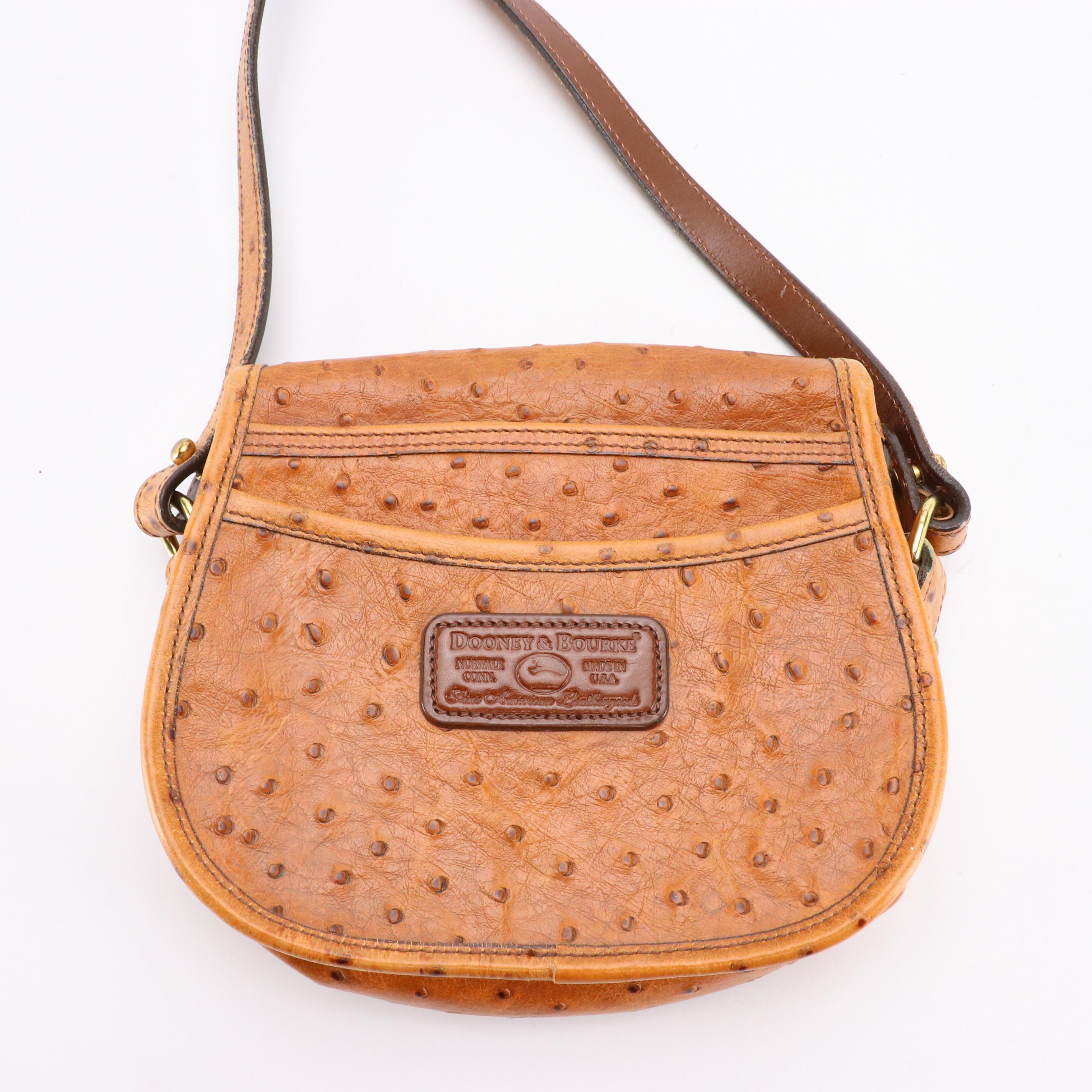 Dooney & Bourke J113 T4 Small Flap Ostrich and R960 Leather Hobo Bags