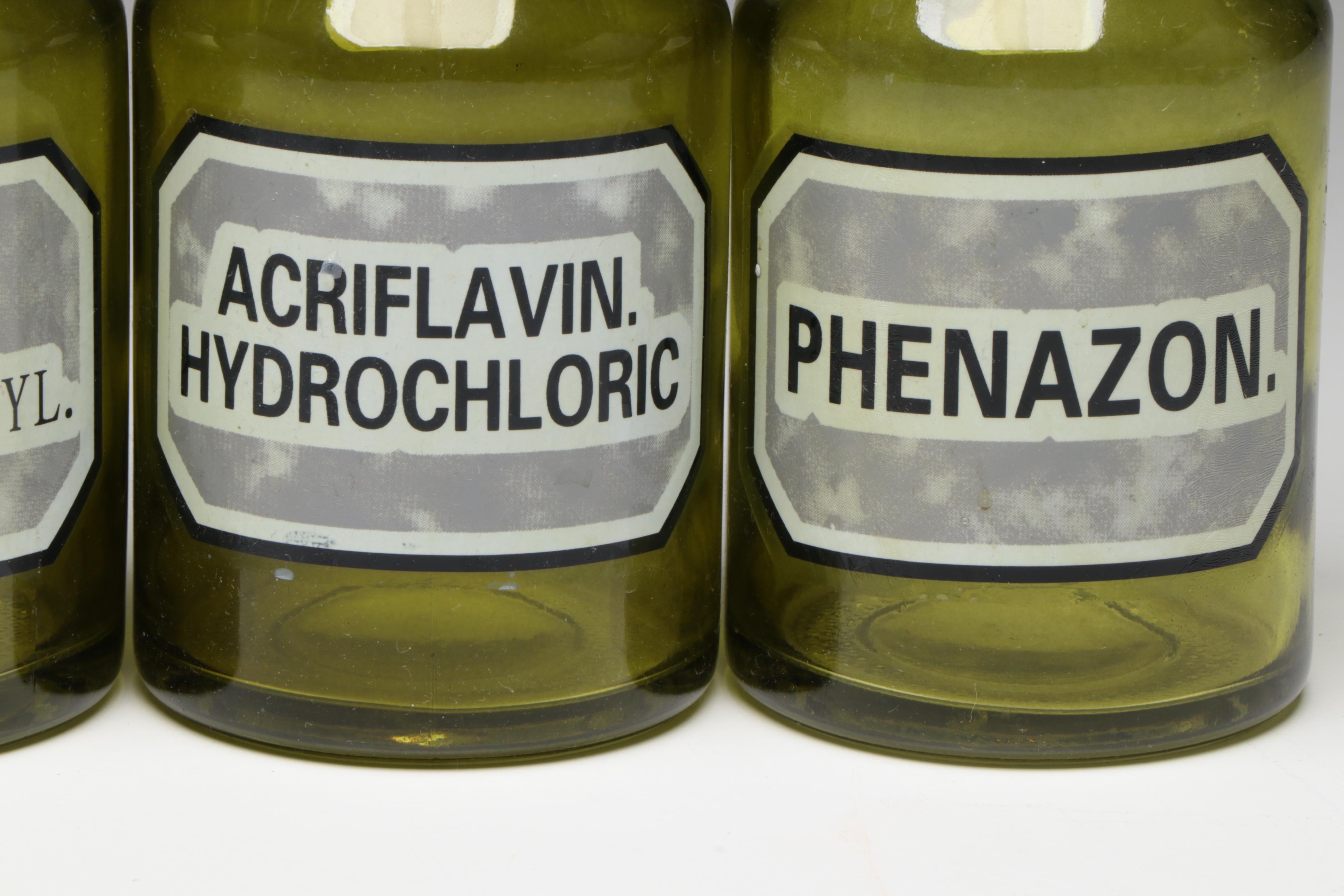 Green Glass Apothecary Style Bottles