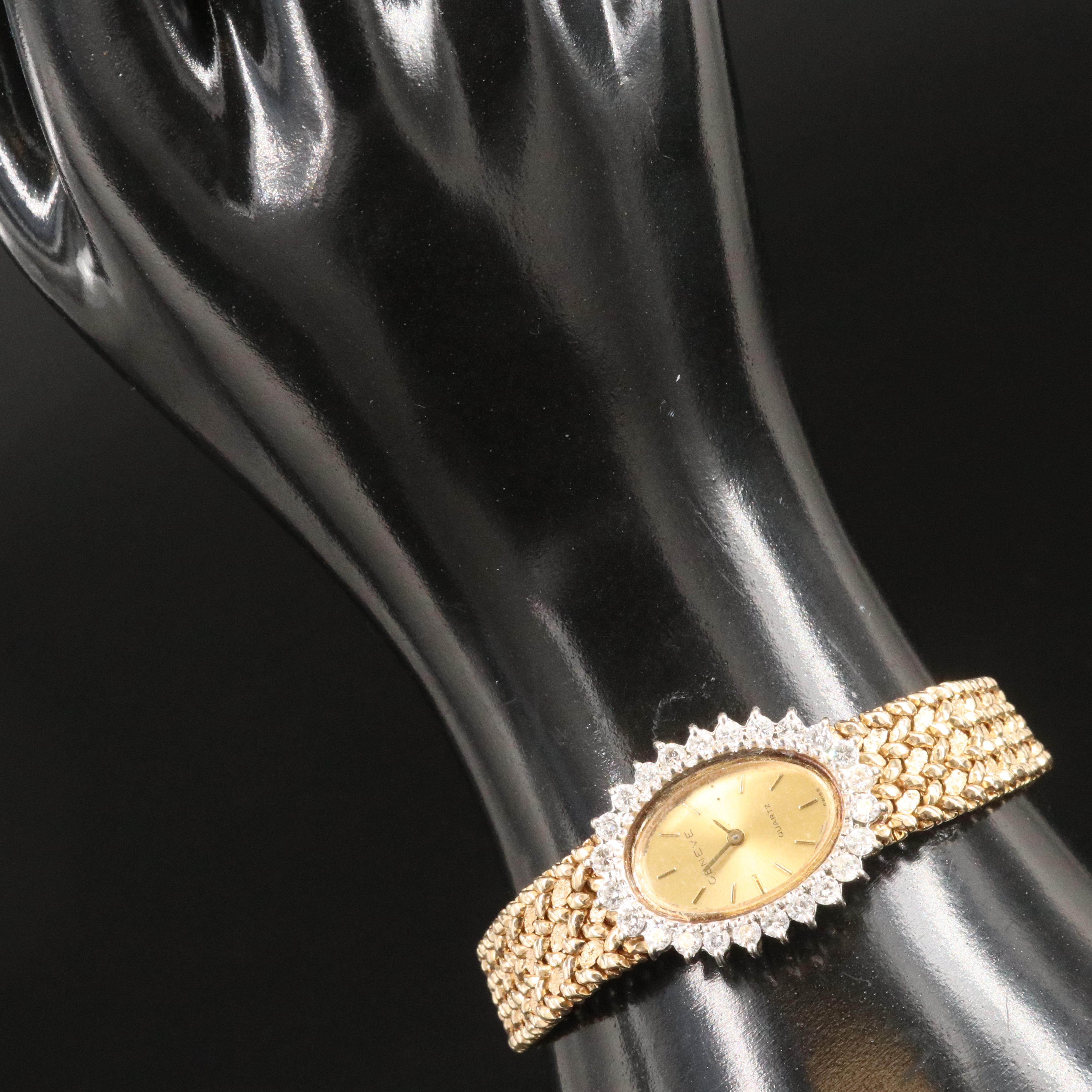 Geneve 14K Gold 1.70 CTW Diamond Quartz Watch