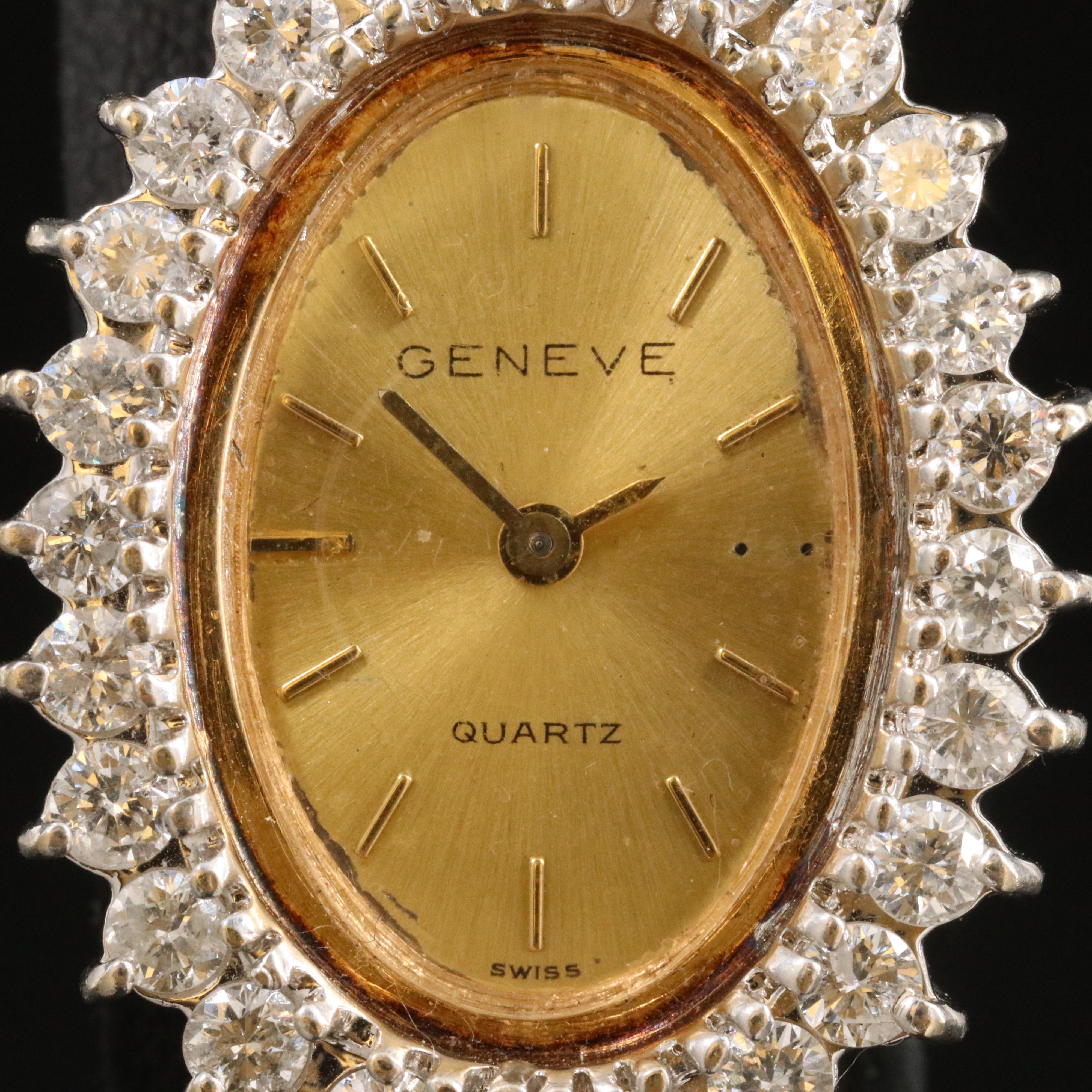 Geneve 14K Gold 1.70 CTW Diamond Quartz Watch