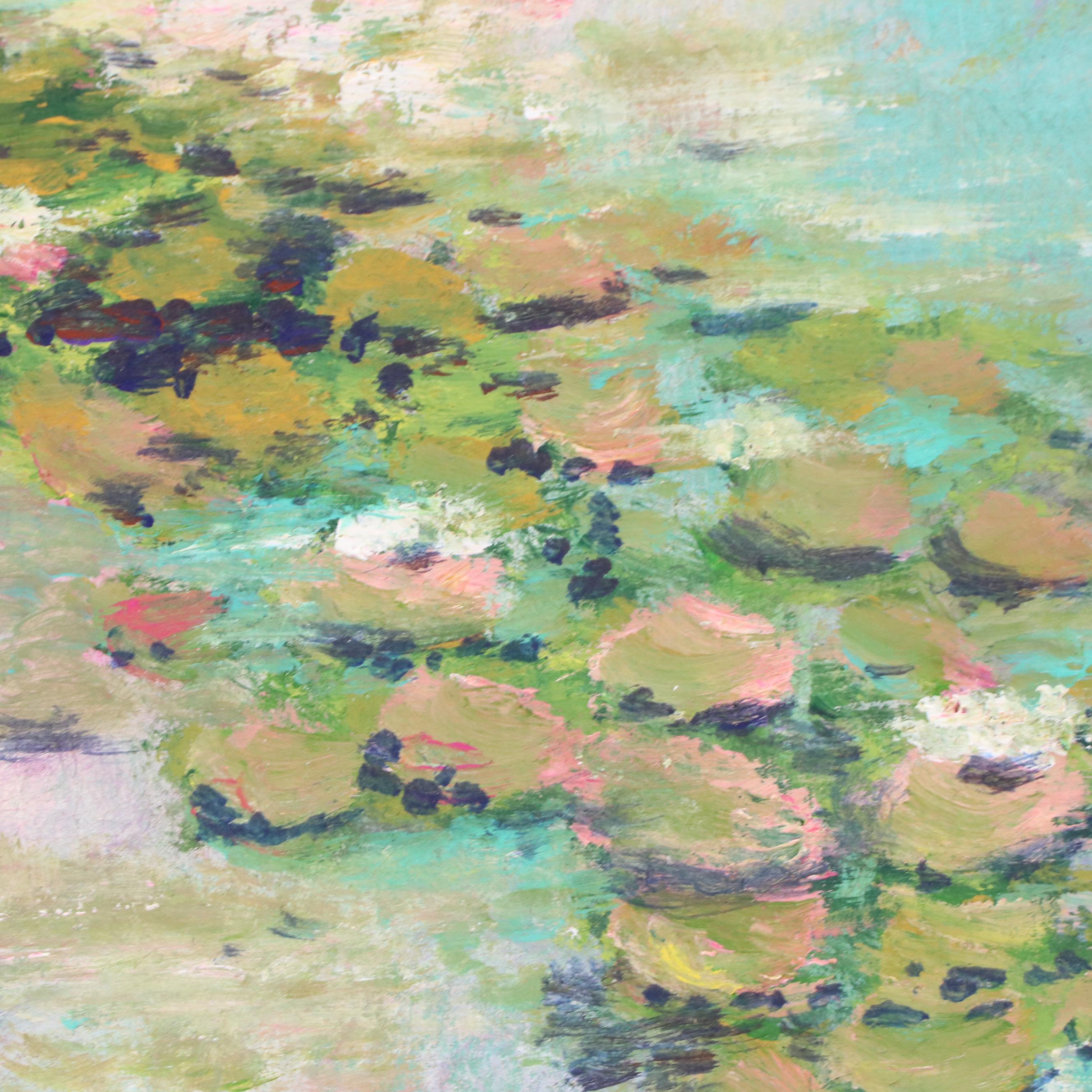 Robert Riddle Baker Pond Landscape Acrylic Painting "A Slow Gathering," 2024