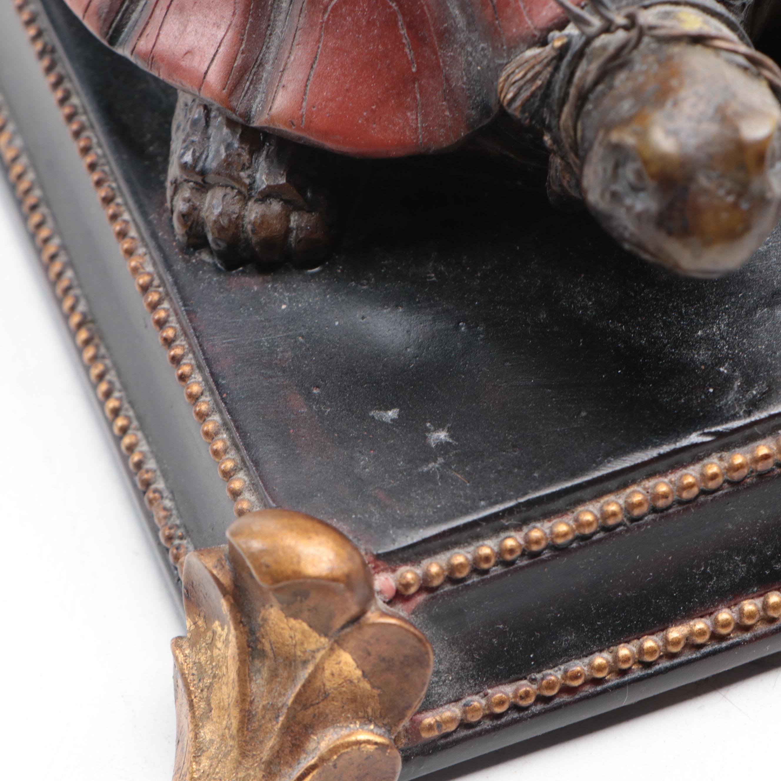 Mantel Clock with Jester Chimpanzee Riding Turtle