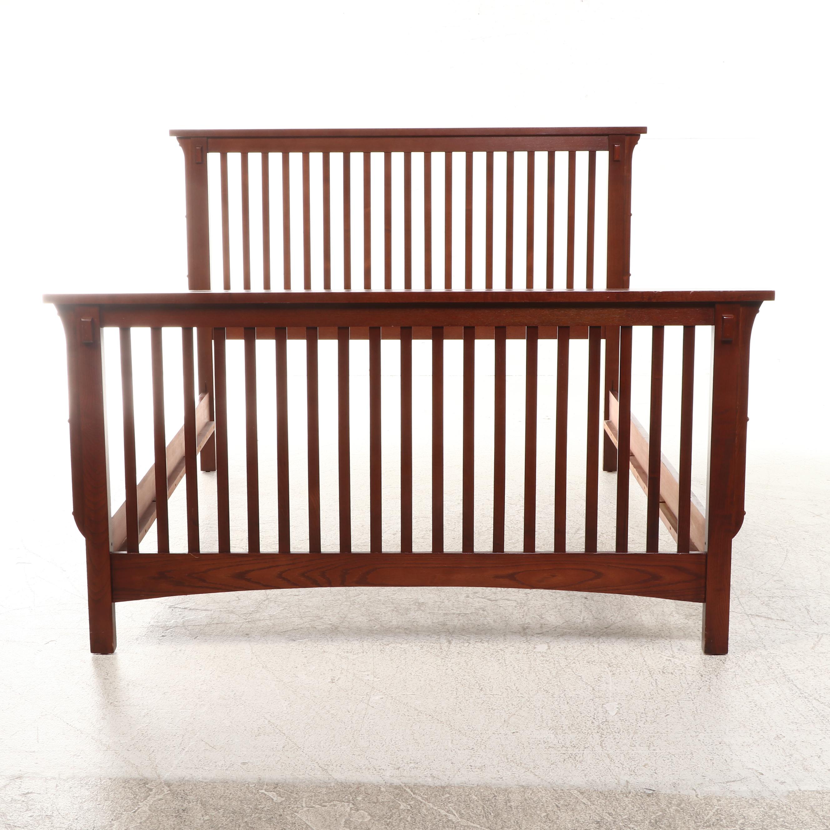 Delsa Muebles Mission Style Oak Veneer Queen Bed Frame