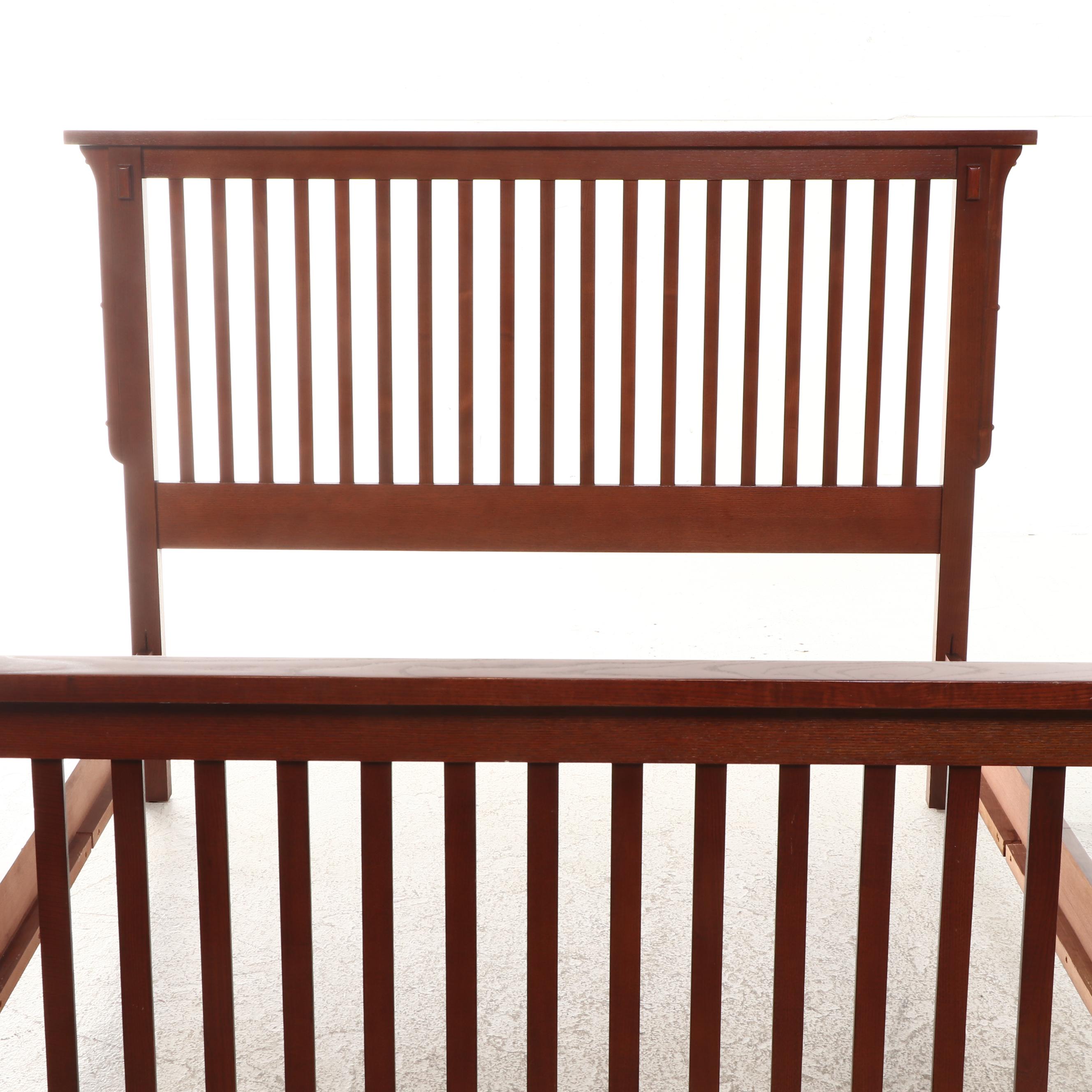 Delsa Muebles Mission Style Oak Veneer Queen Bed Frame