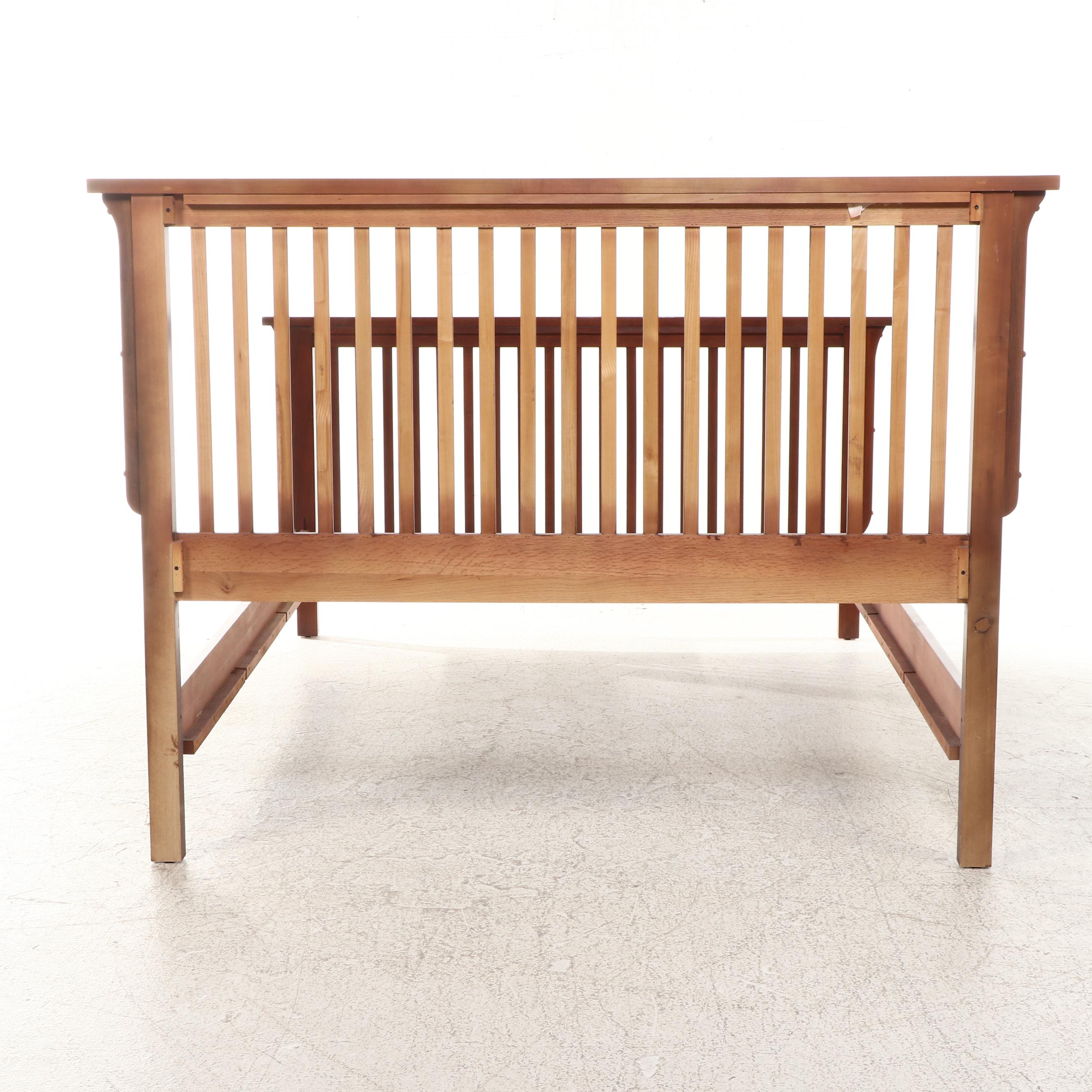 Delsa Muebles Mission Style Oak Veneer Queen Bed Frame