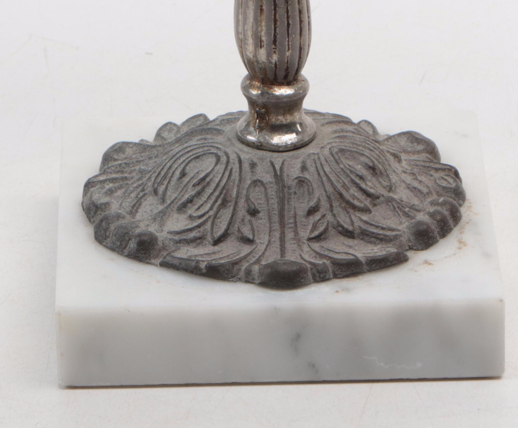 VIctorian Style Cast Metal Vanity Mirror on Marble Base and Gilt Wood Mirror