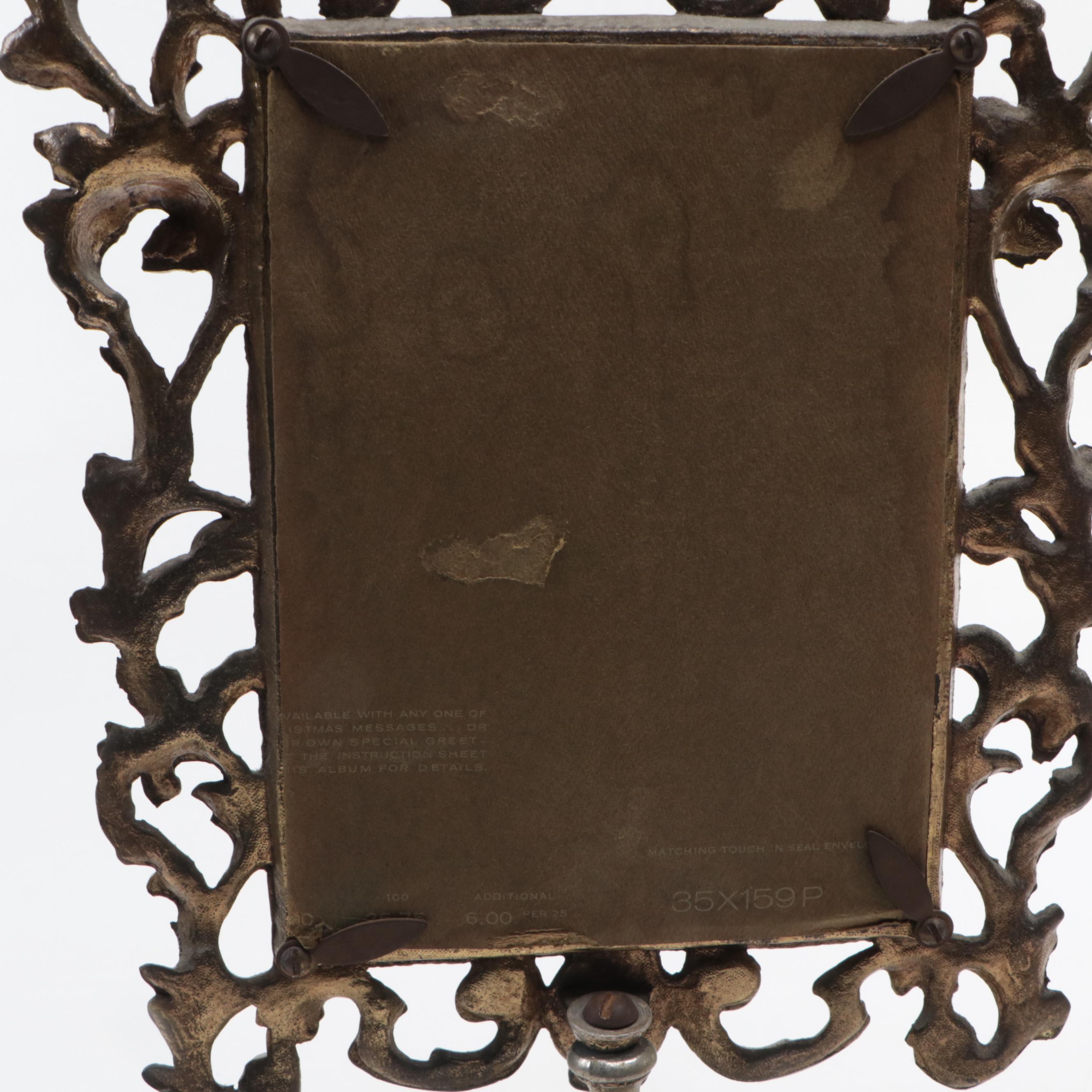 VIctorian Style Cast Metal Vanity Mirror on Marble Base and Gilt Wood Mirror