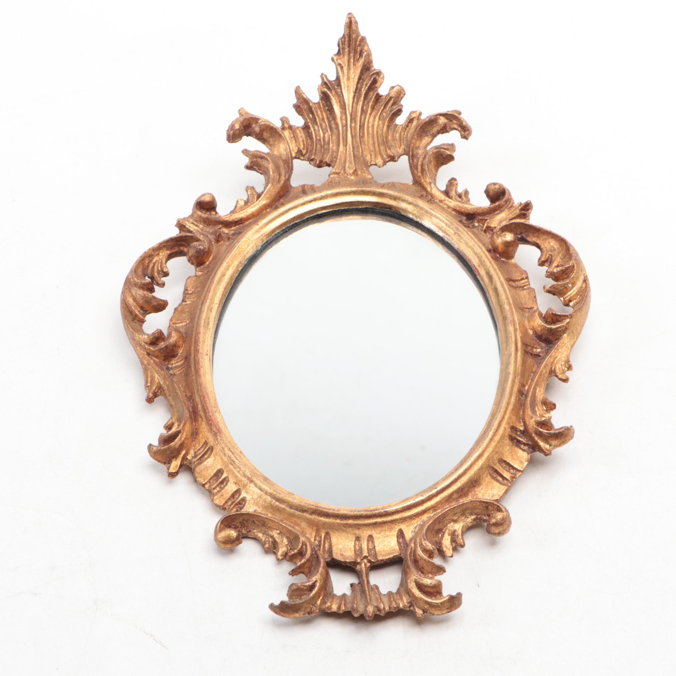 VIctorian Style Cast Metal Vanity Mirror on Marble Base and Gilt Wood Mirror