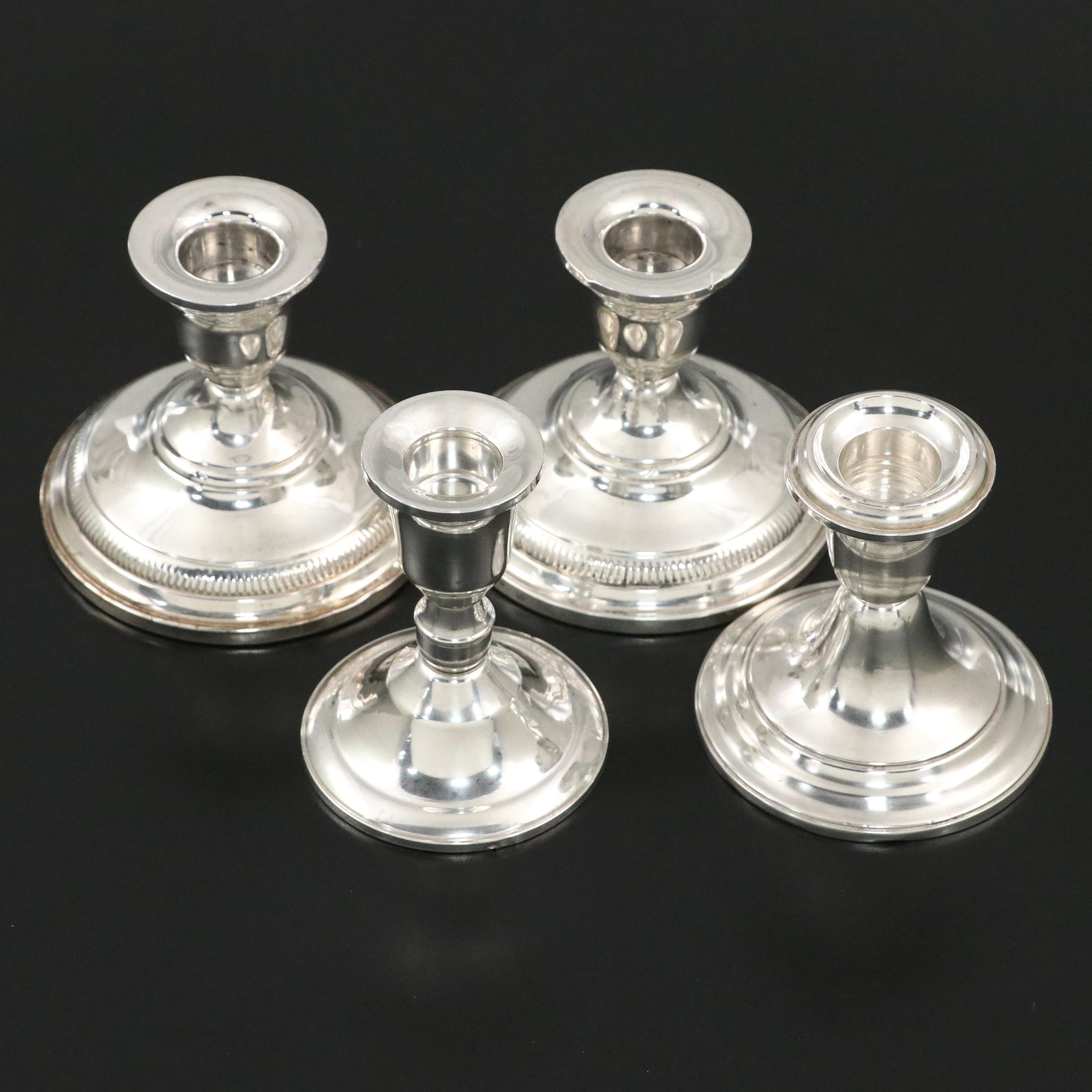 Gorham and Other American Weighted Sterling Silver Candle Holders, Mid-20th C.
