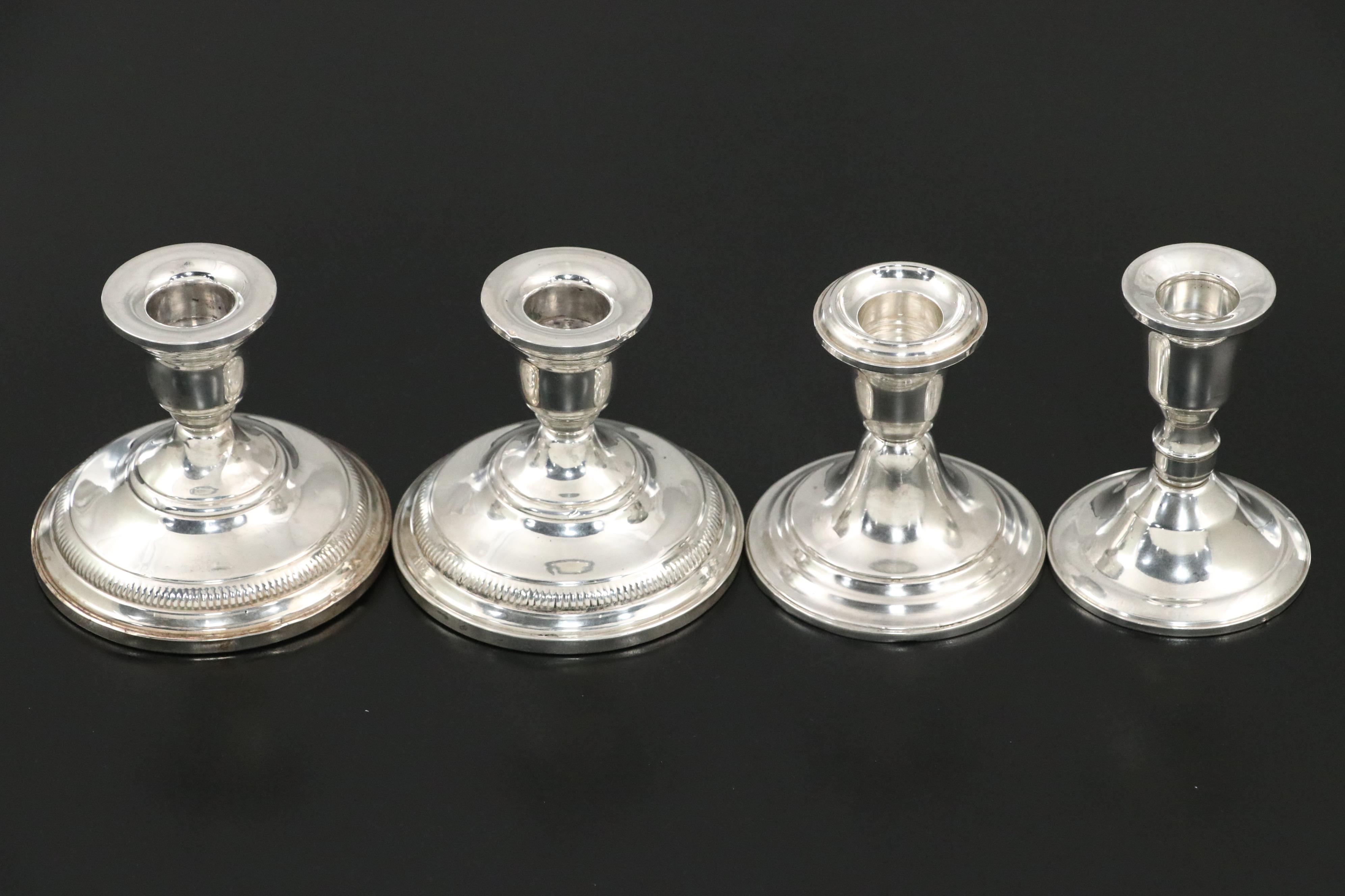 Gorham and Other American Weighted Sterling Silver Candle Holders, Mid-20th C.