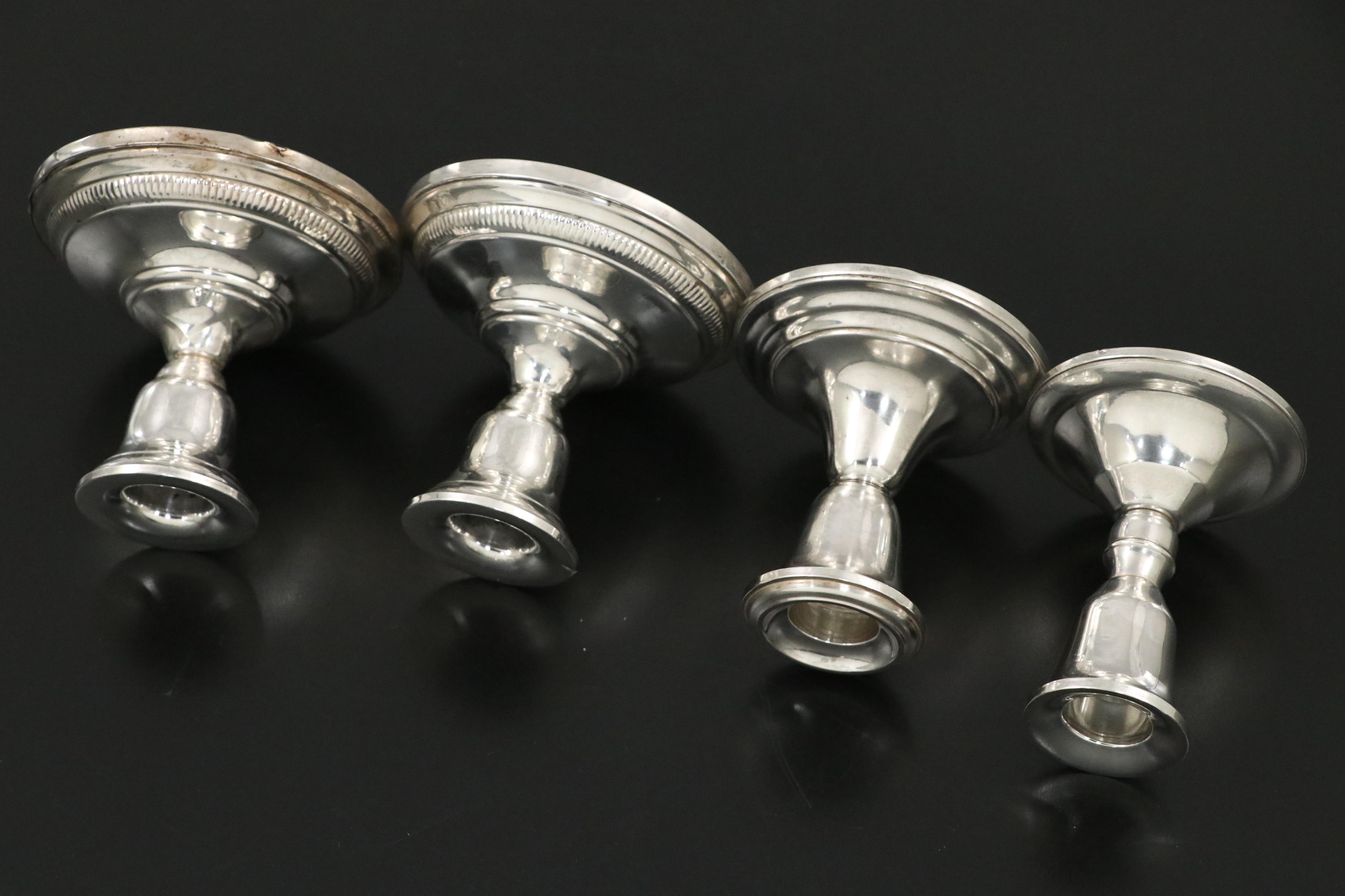 Gorham and Other American Weighted Sterling Silver Candle Holders, Mid-20th C.