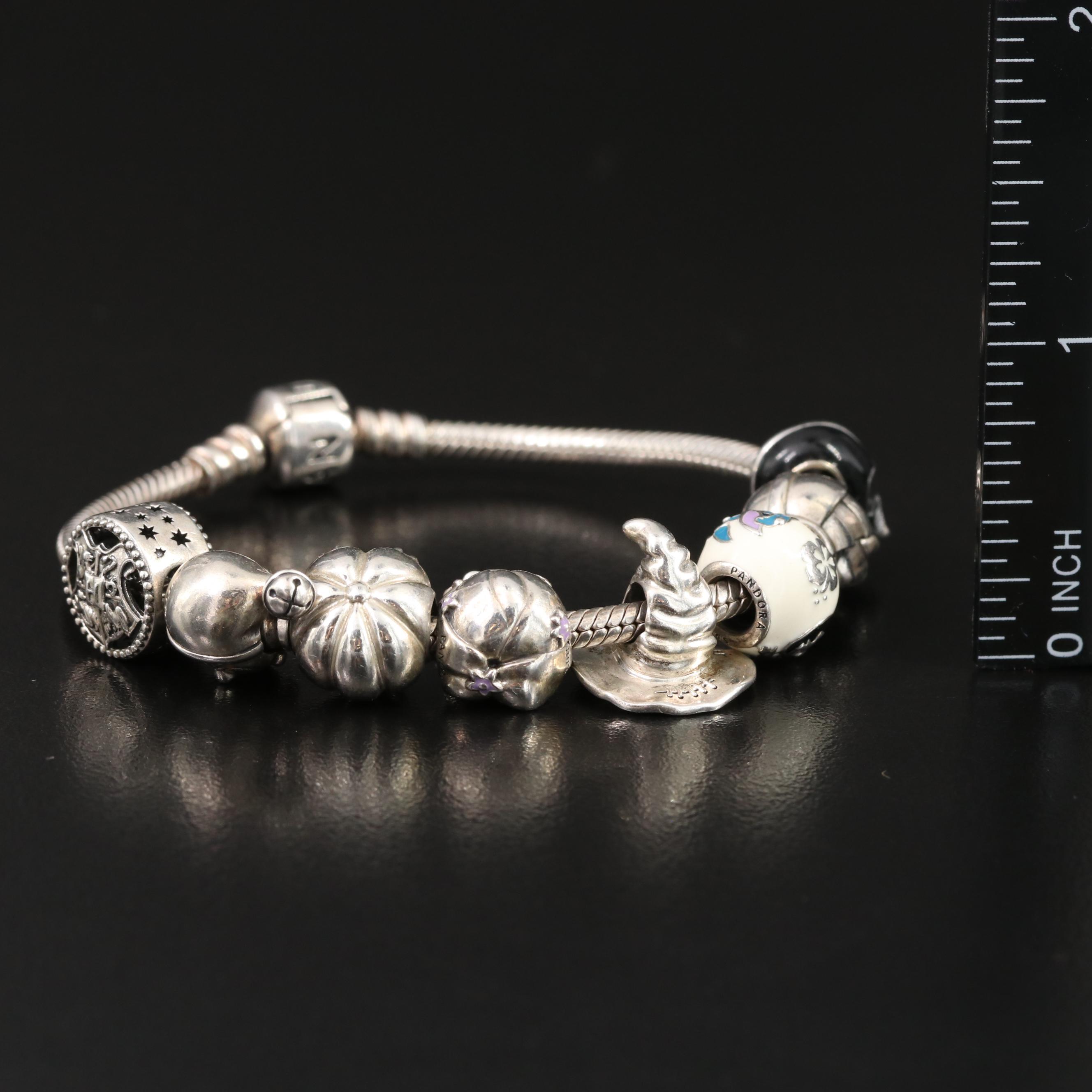 Pandora Sterling Charm Bracelet Including Star Wars, Harry Potter and Disney