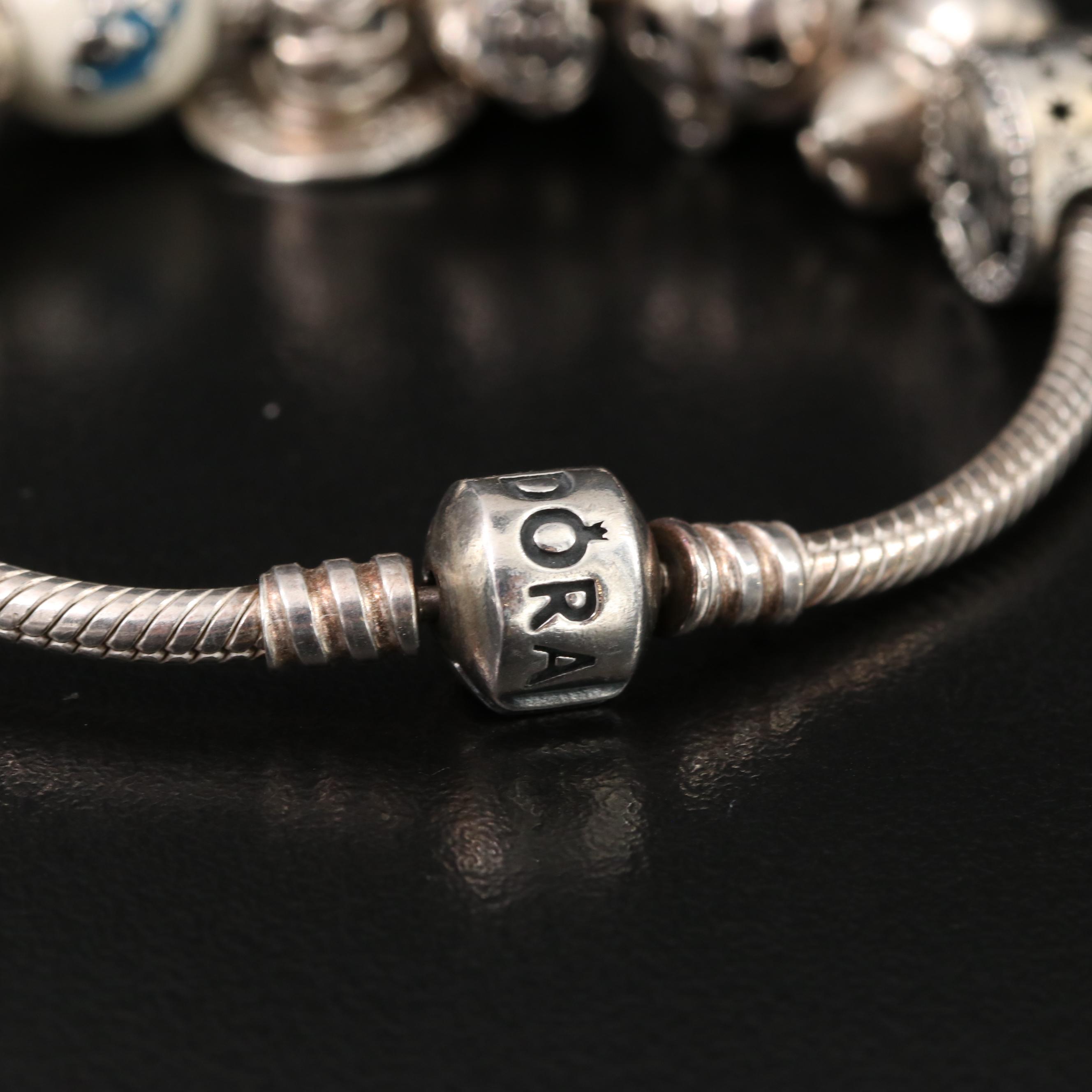 Pandora Sterling Charm Bracelet Including Star Wars, Harry Potter and Disney