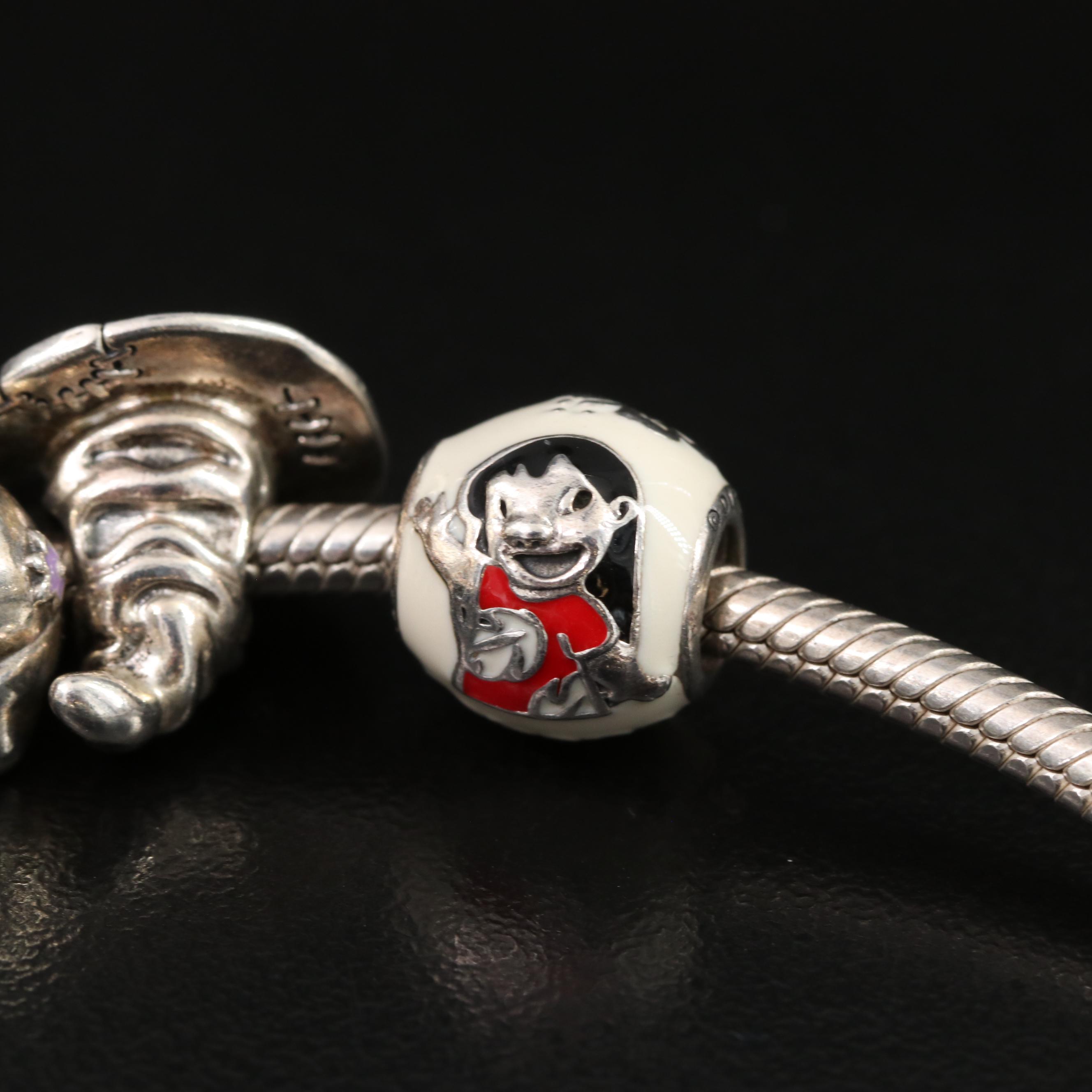 Pandora Sterling Charm Bracelet Including Star Wars, Harry Potter and Disney