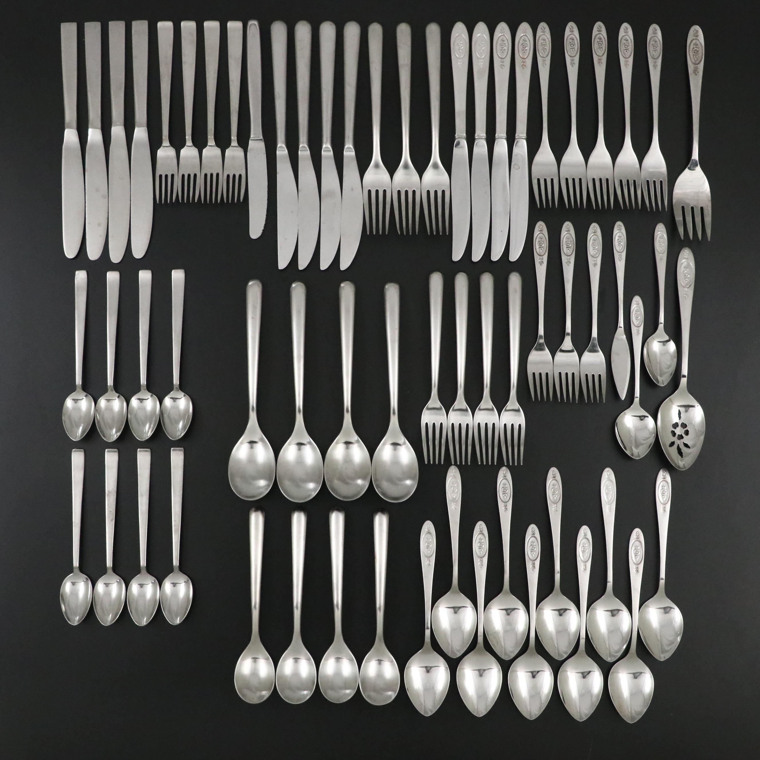 Oneida and Other Stainless Steel Flatware, Mid to Late 20th Century