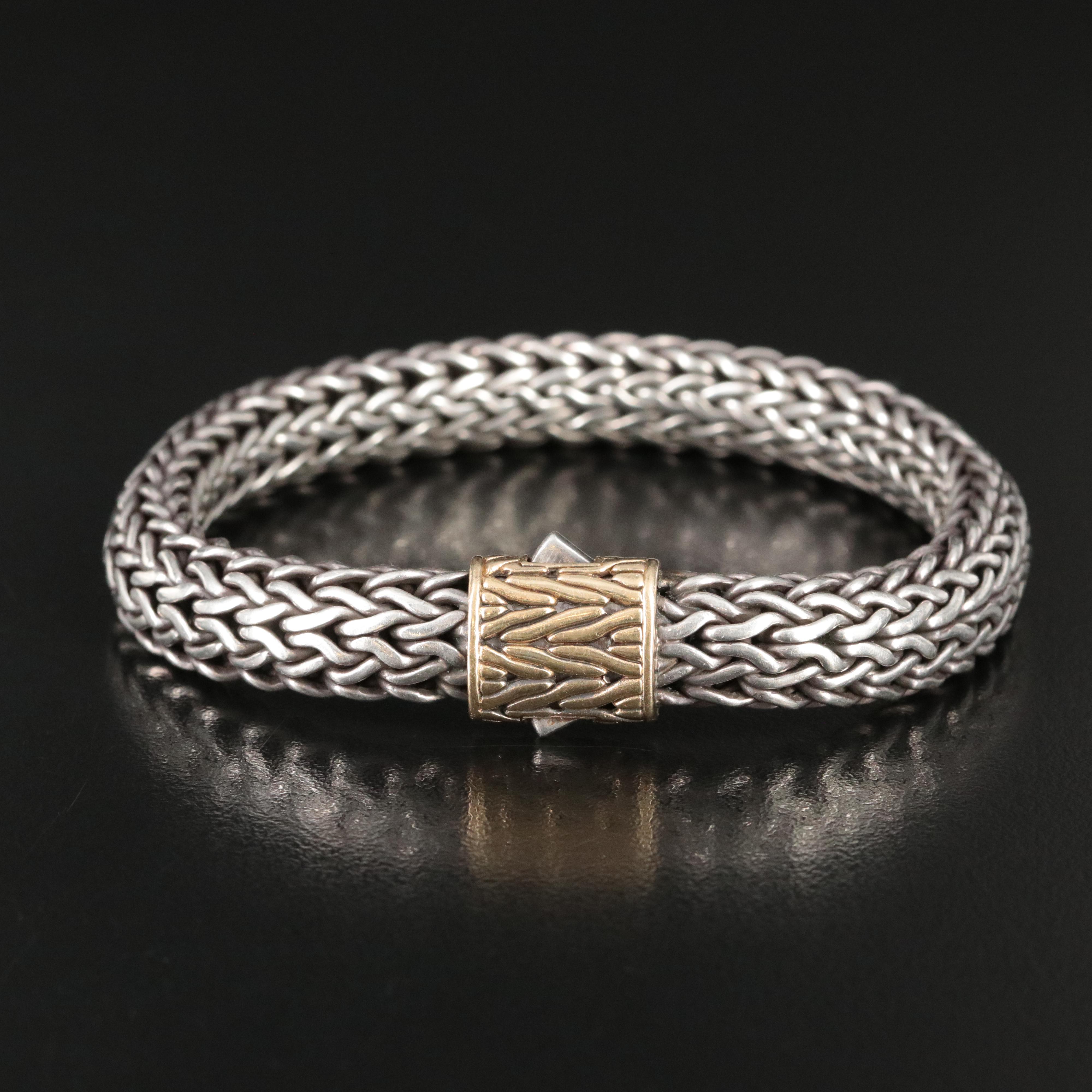 John Hardy Classic Chain Sterling Bracelet with 18K Clasp