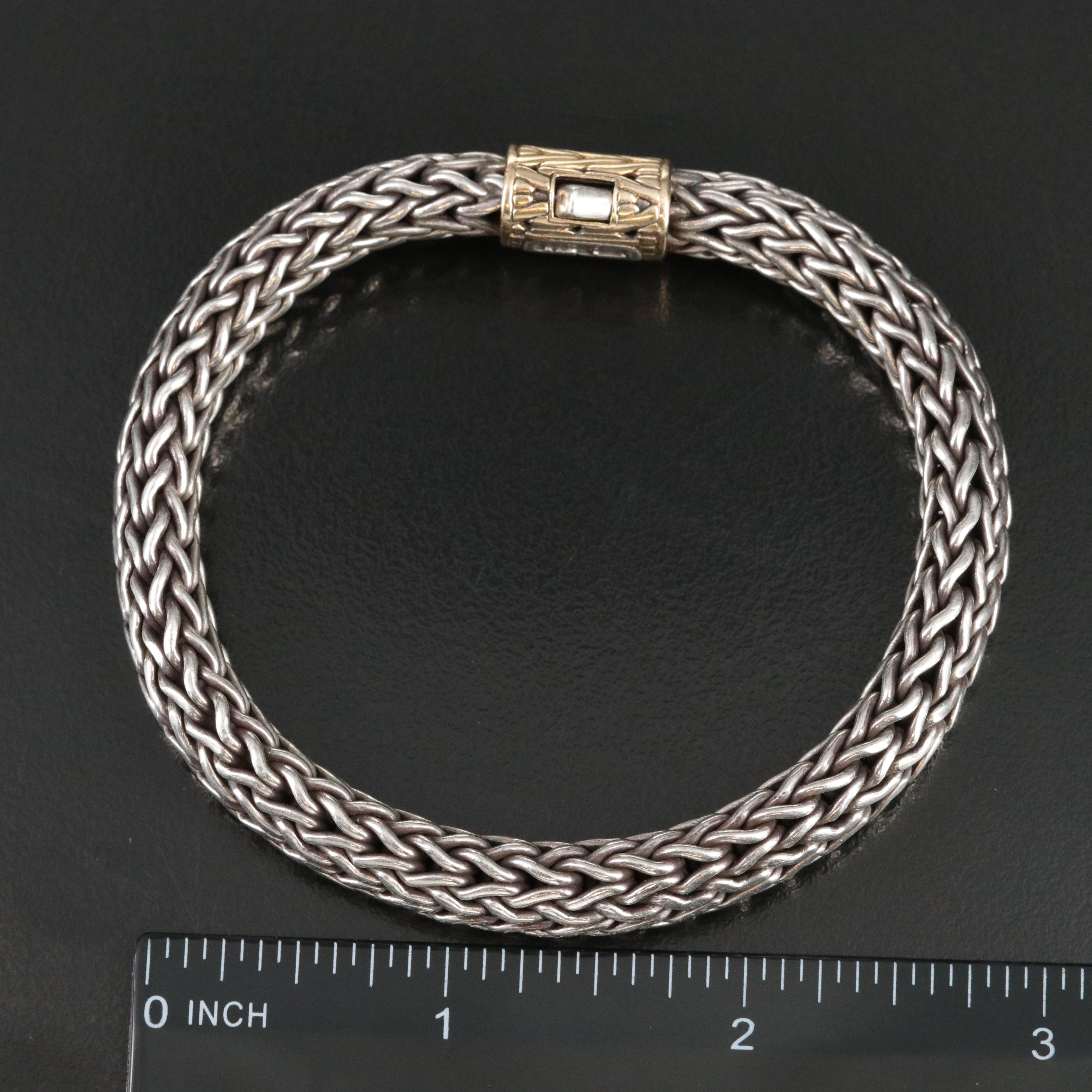 John Hardy Classic Chain Sterling Bracelet with 18K Clasp