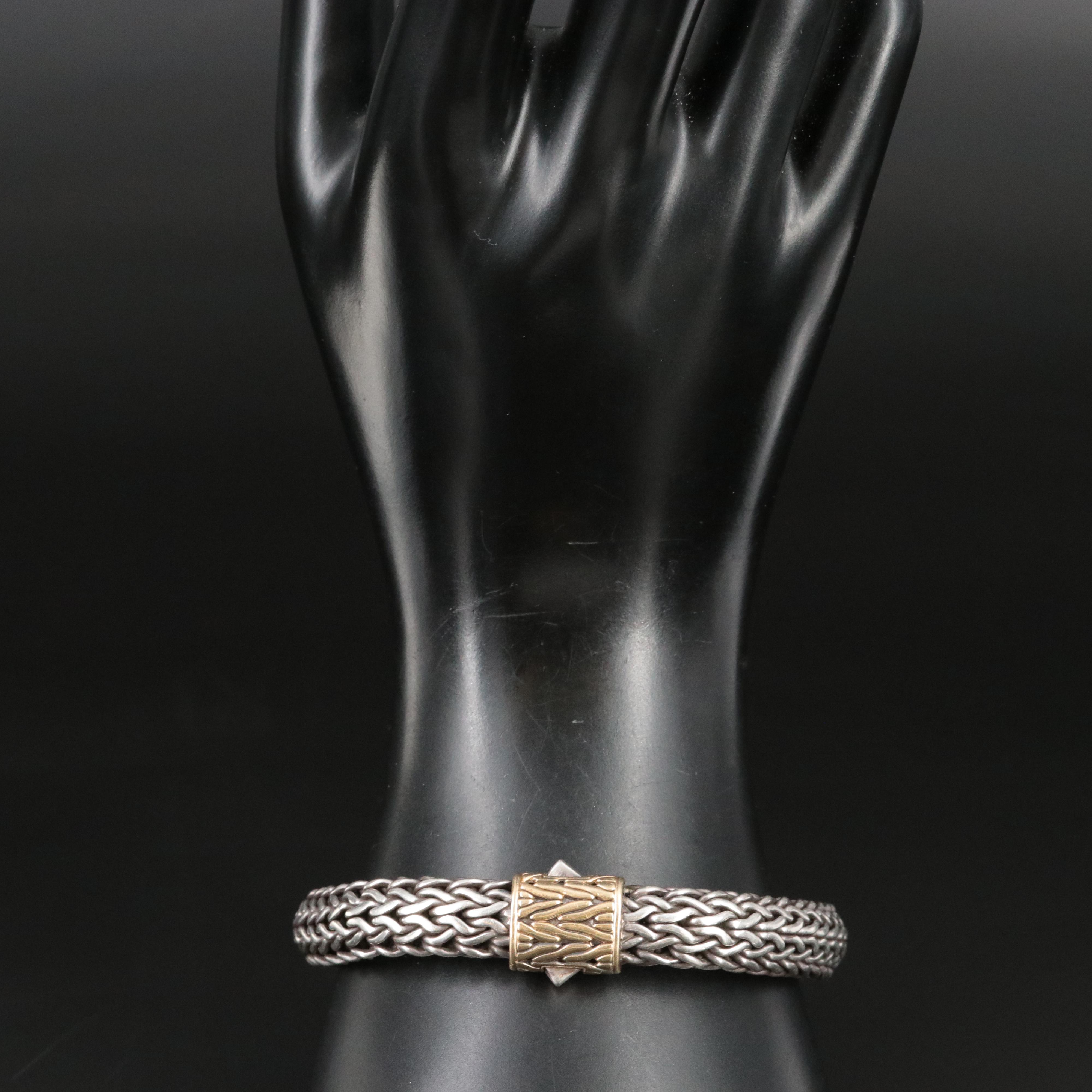 John Hardy Classic Chain Sterling Bracelet with 18K Clasp